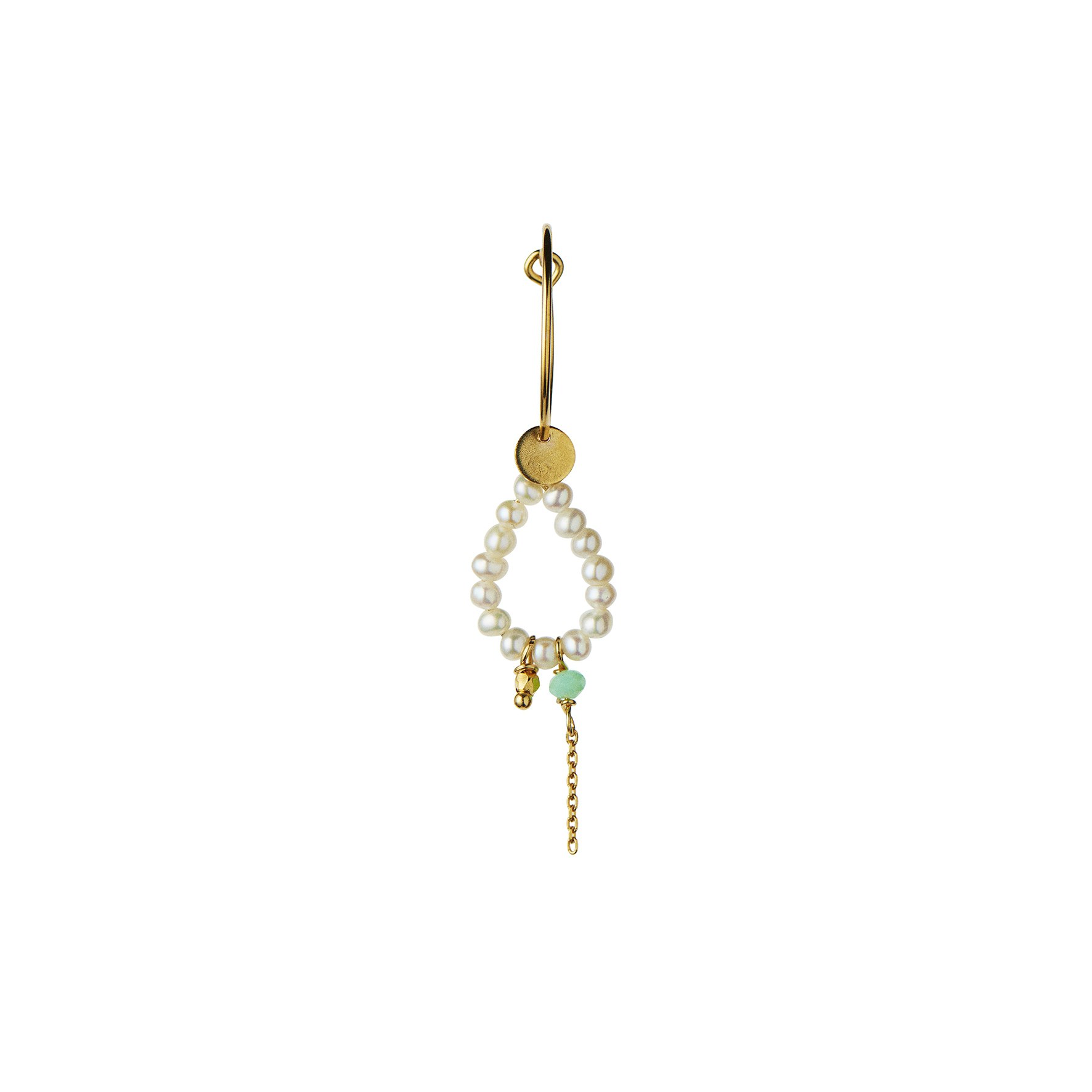 Heavenly Pearl Dream Hoop Green Stone & Chain von STINE A Jewelry in Vergoldet-Silber Sterling 925