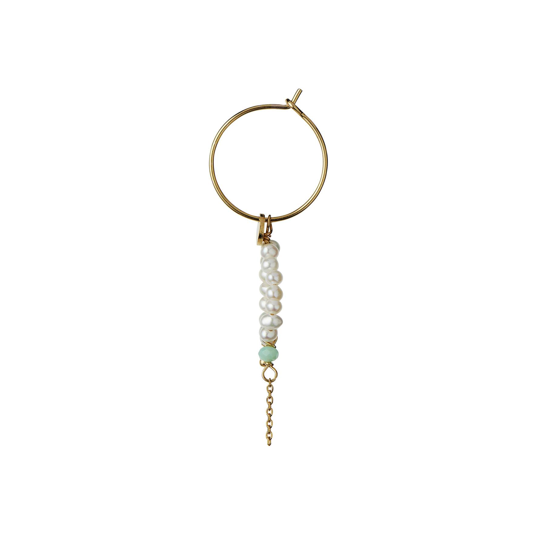 Heavenly Pearl Dream Hoop Green Stone & Chain from STINE A Jewelry in Goldplated-Silver Sterling 925