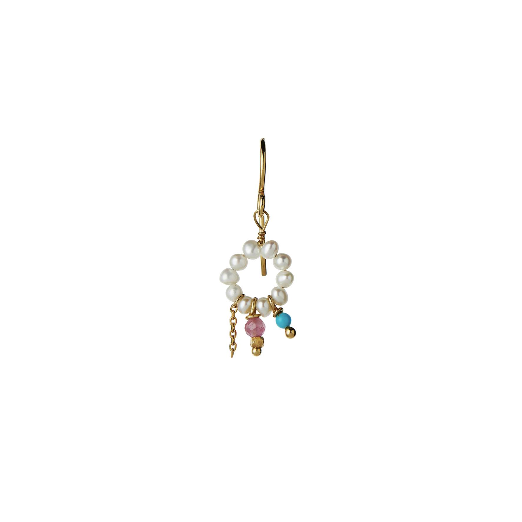 Petit Heavenly Pearl Dream Earring Turquoise & Pink Stones von STINE A Jewelry in Vergoldet-Silber Sterling 925