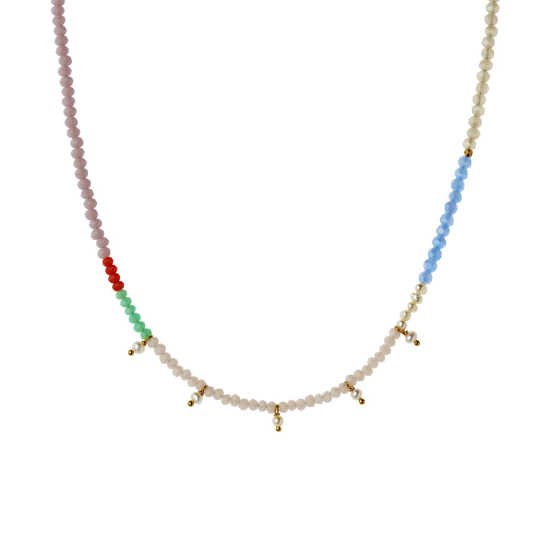 Heavenly Pearl Dream Necklace With Five Pendants Coral & Cool Mint
