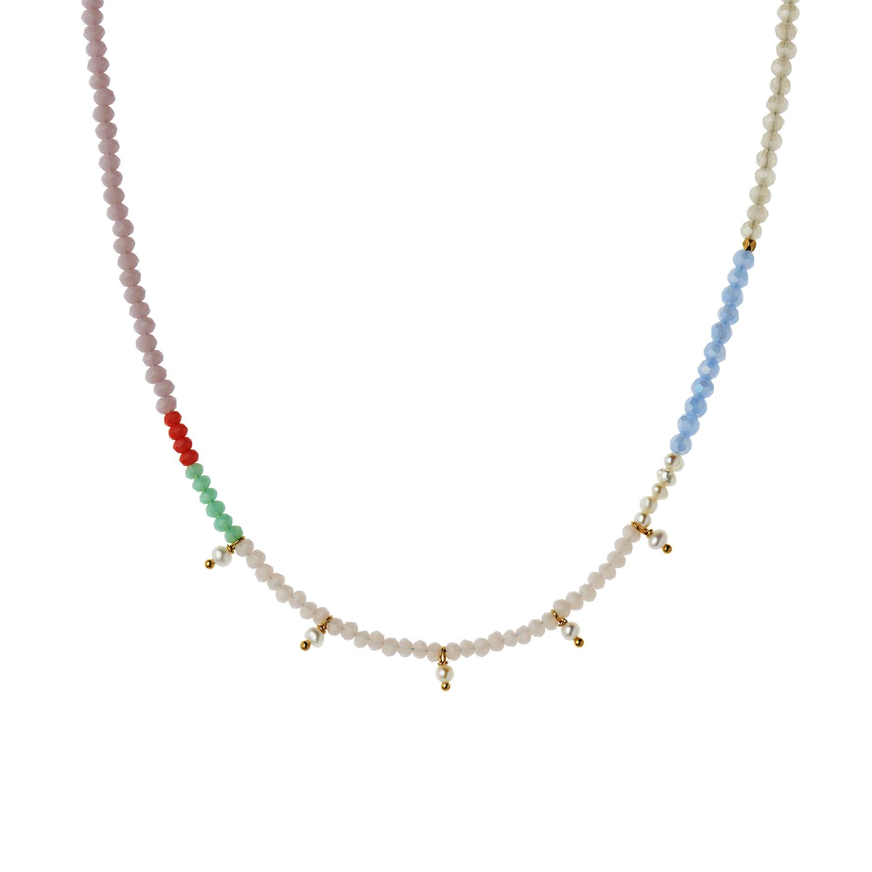 Heavenly Pearl Dream Necklace With Five Pendants Coral & Cool Mint