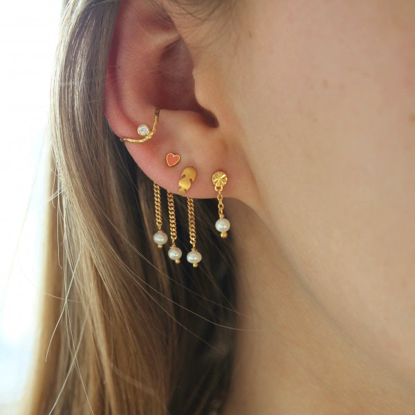 Tres Petit Etoile Earring With Pearl fra STINE A Jewelry i Sølv Sterling 925