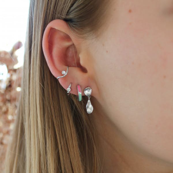 Clear Sea Earring With Stone fra STINE A Jewelry i Forgyldt-Sølv Sterling 925