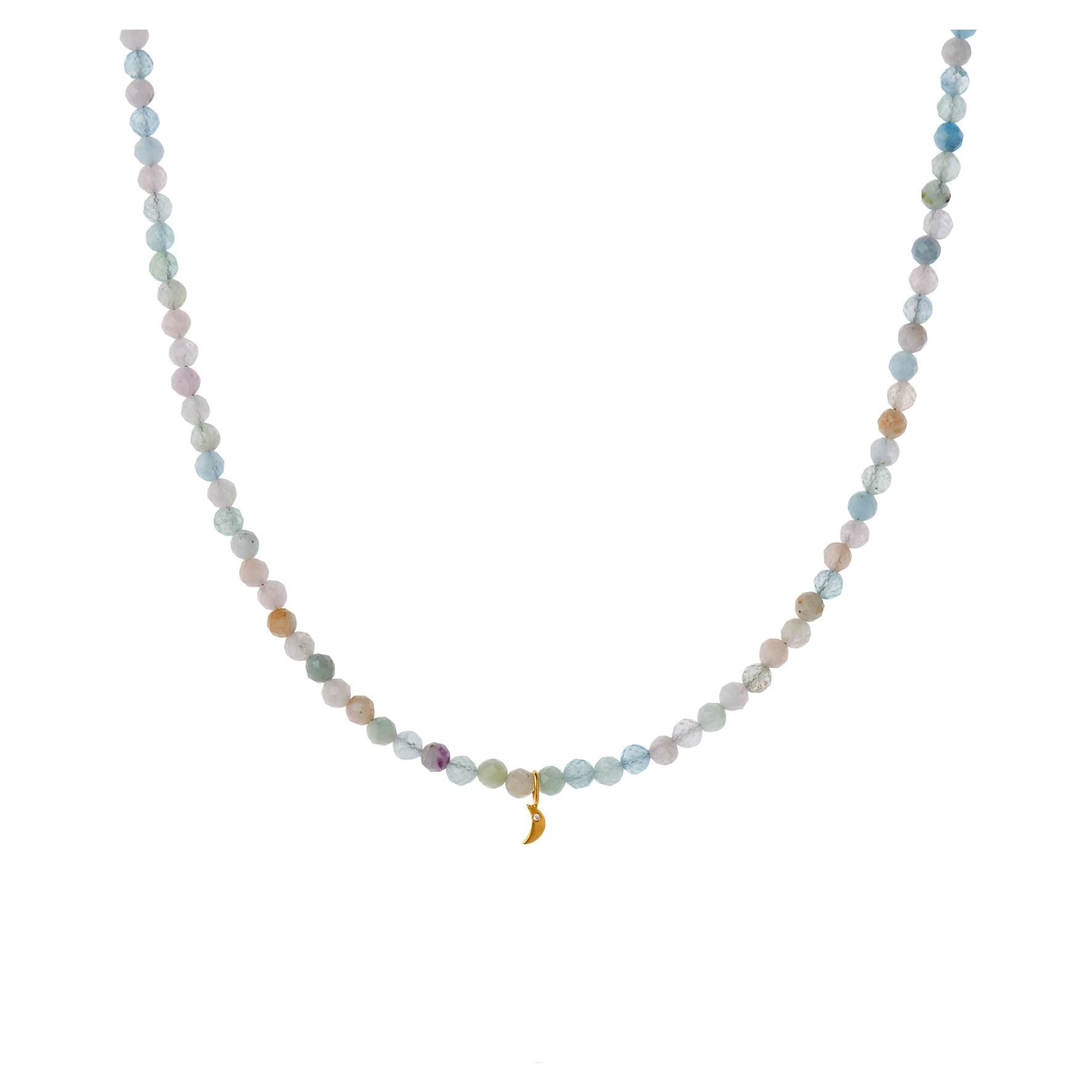 Soft Pastella With Tres Patit Moon Necklace von STINE A Jewelry in Vergoldet-Silber Sterling 925