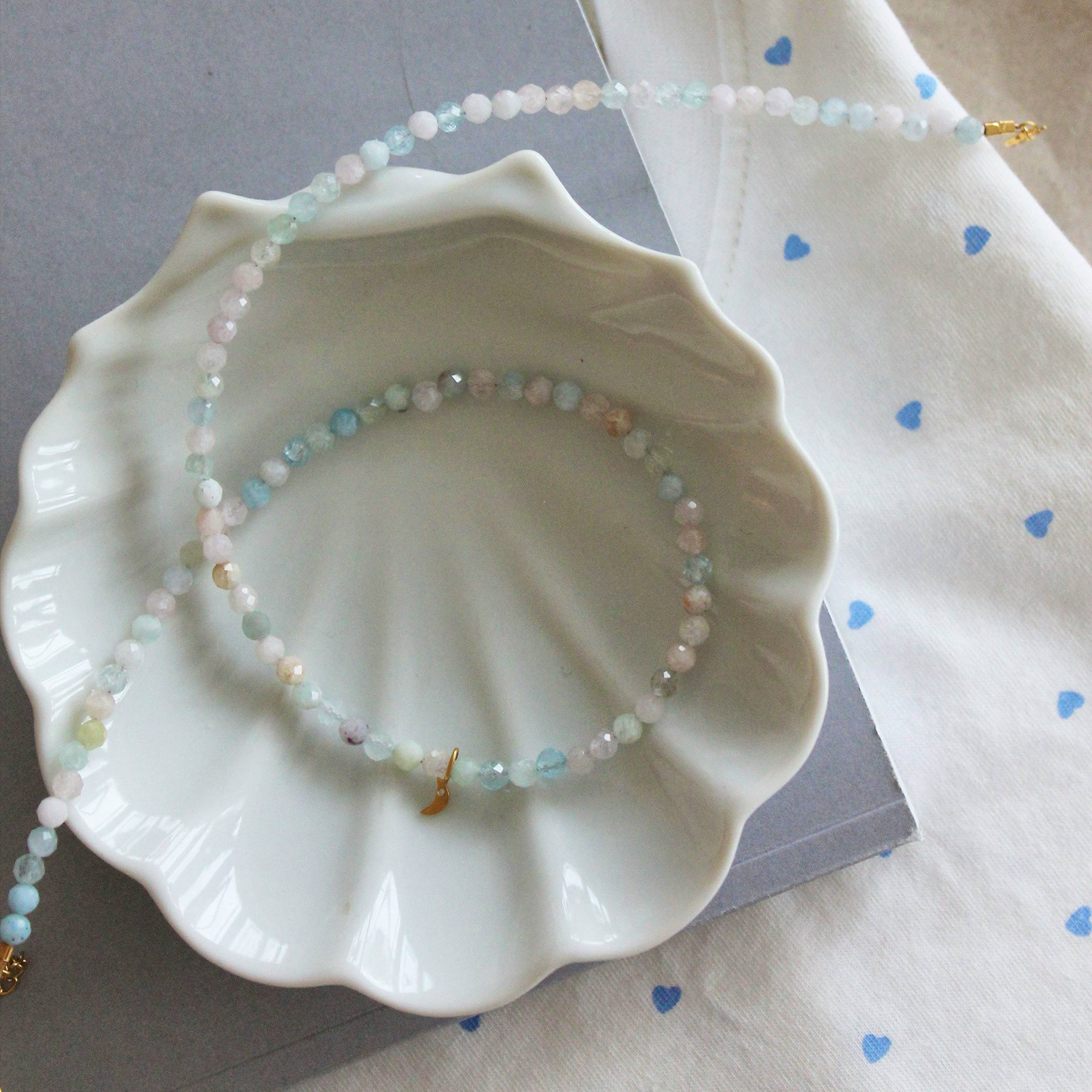 Soft Pastella With Tres Petit Moon Necklace
