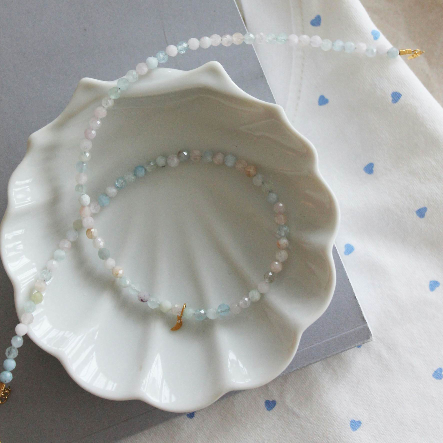 Soft Pastella With Tres Petit Moon Necklace