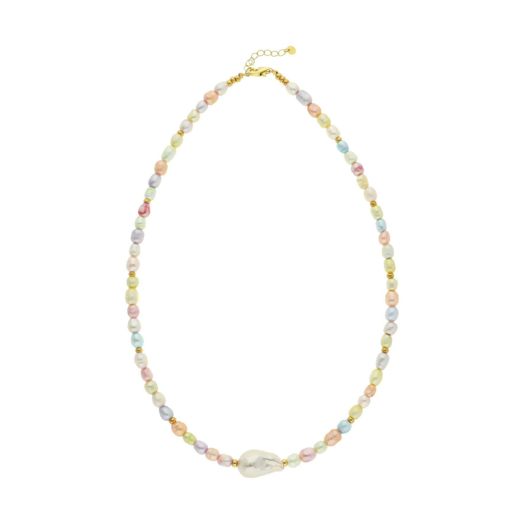 Luna Pastel Necklace fra Nuni Copenhagen i Forgylt-Sølv Sterling 925|Freshwater Pearl