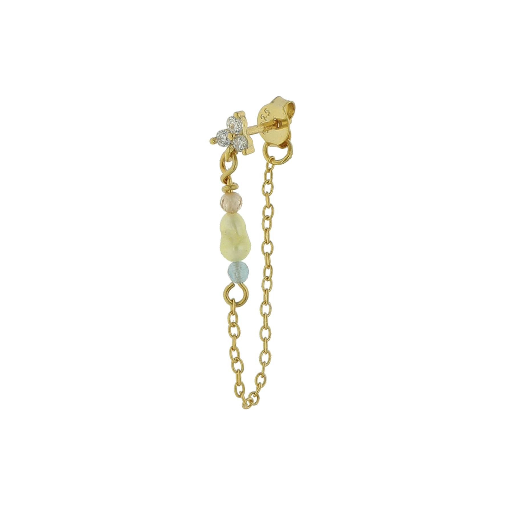 Bettina Yellow Multi Earring von Nuni Copenhagen in Vergoldet-Silber Sterling 925| ,Freshwater Pearl|Blank