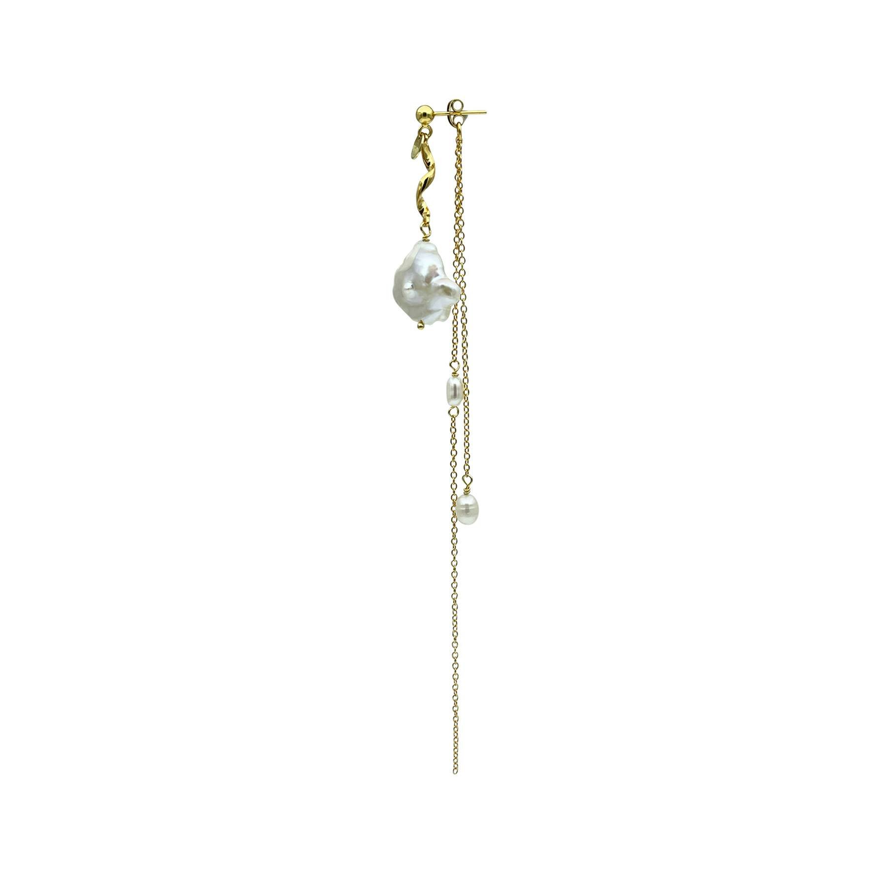 Liva Pearl Earring fra Nuni Copenhagen i Forgylt-Sølv Sterling 925|Freshwater Pearl|Blank