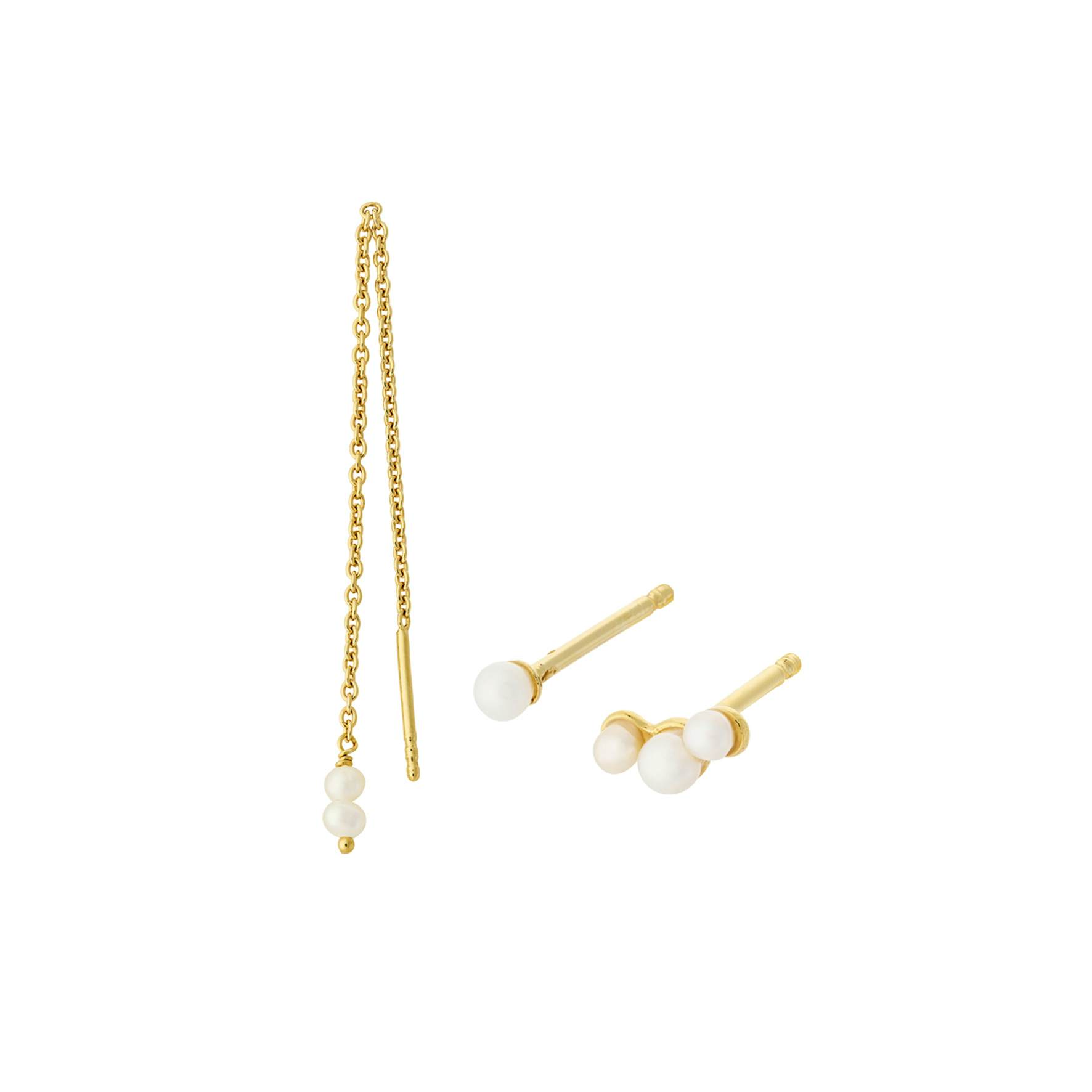 Ocean Pearl Earring Box von Pernille Corydon in Vergoldet-Silber Sterling 925|Freshwater Pearl
