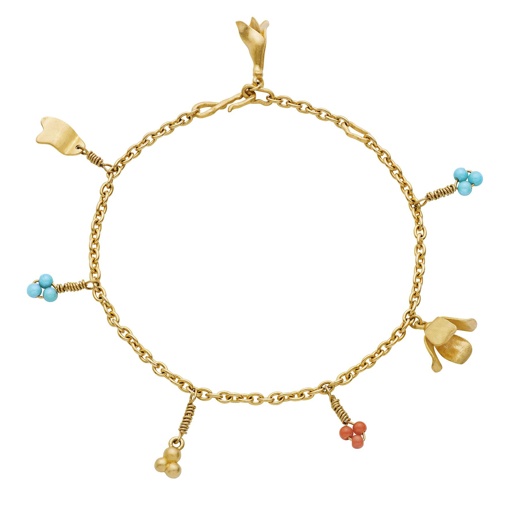 Daisy Bracelet from Maanesten in Goldplated-Silver Sterling 925| Coral,Turquoise