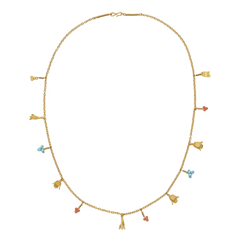 Bluebell Necklace from Maanesten in Goldplated-Silver Sterling 925| Turquoise,Coral