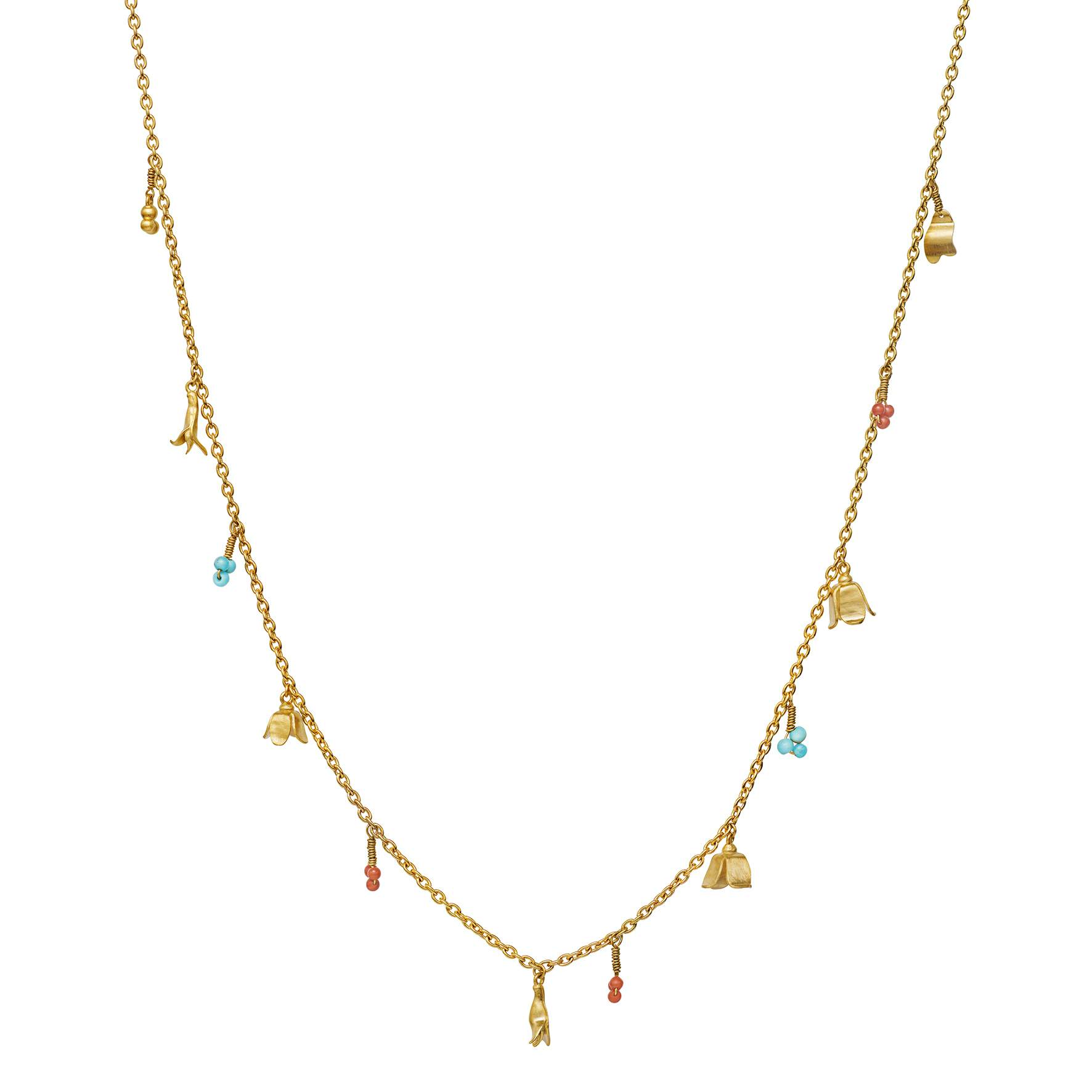 Bluebell Necklace von Maanesten in Vergoldet-Silber Sterling 925| Turquoise,Coral