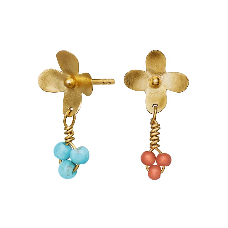 Buttercup Earrings from Maanesten in Goldplated-Silver Sterling 925| Turquoise,Coral