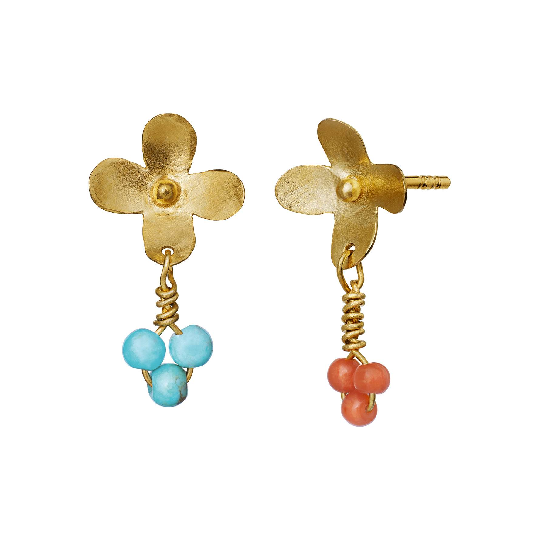 Buttercup Earrings from Maanesten in Goldplated-Silver Sterling 925| Turquoise,Coral