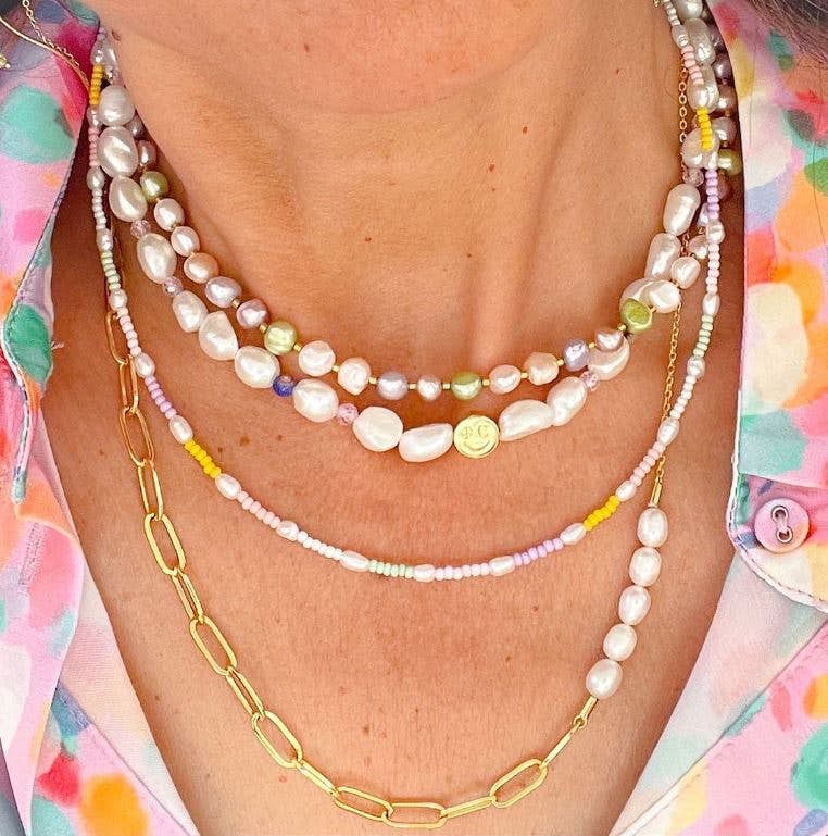 Emilie Necklace Pastel from Nuni Copenhagen in Goldplated-Silver Sterling 925| ,Freshwater Pearl