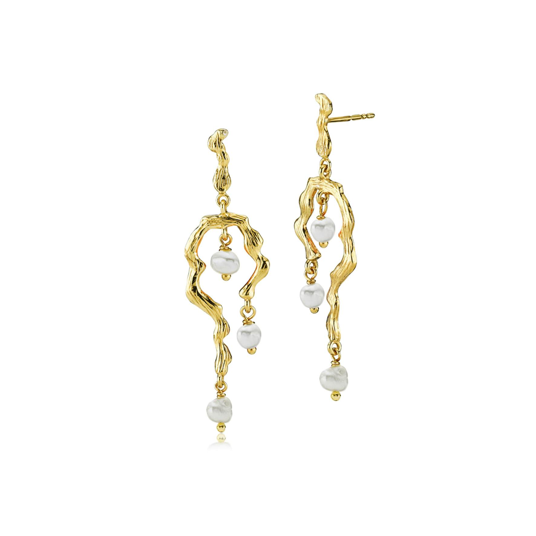 Lærke Bentsen By Sistie Long Earrings With Pearls fra Sistie i Forgylt-Sølv Sterling 925|Freshwater Pearl