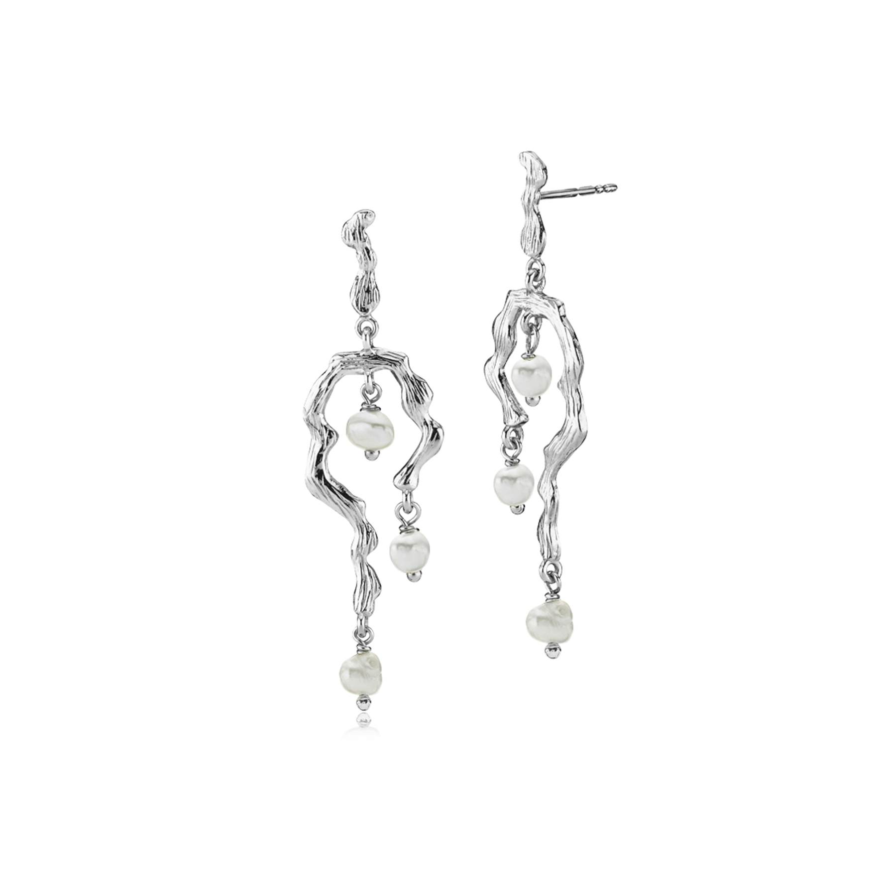Lærke Bentsen By Sistie Long Earrings With Pearls from Sistie in Silver Sterling 925|Freshwater Pearl