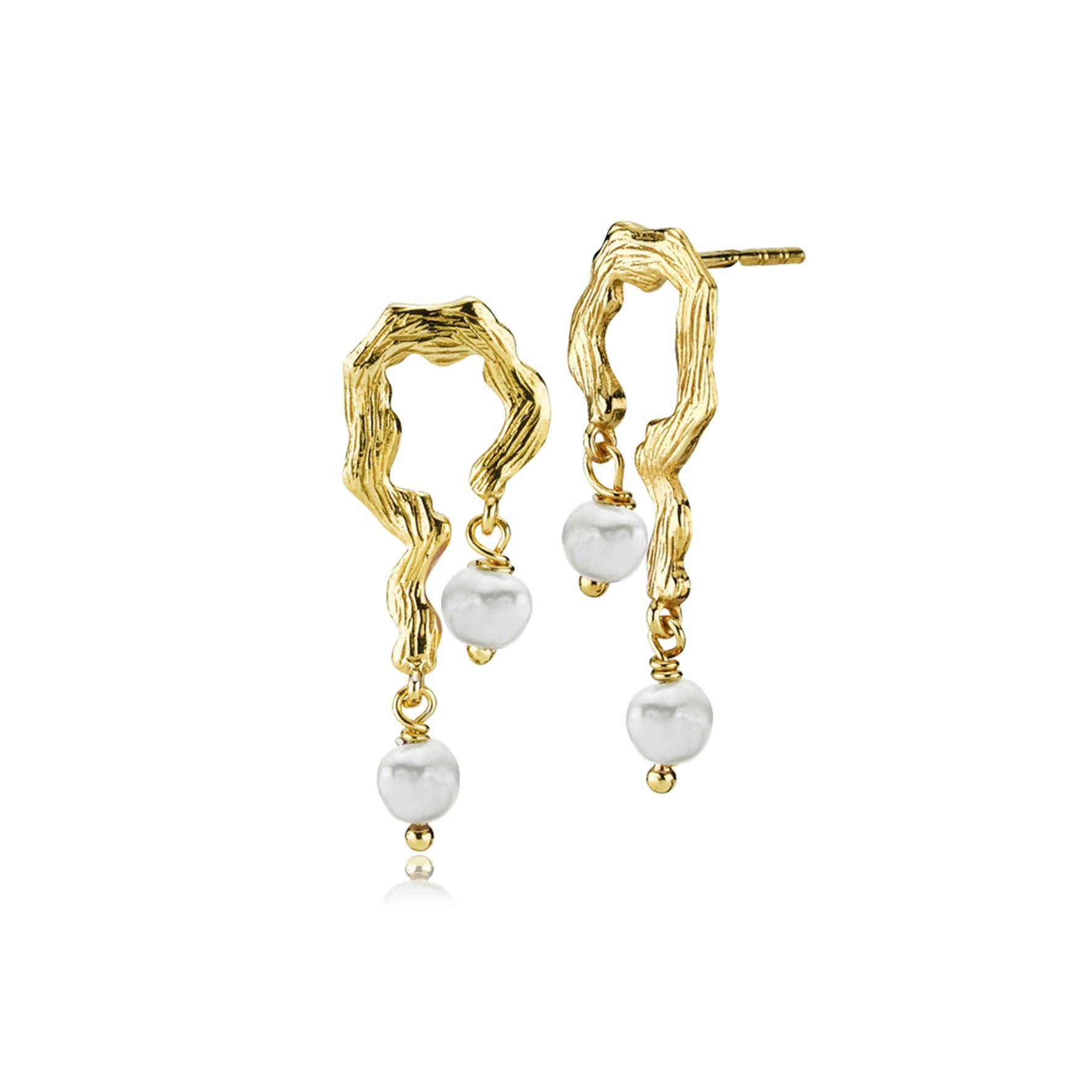Lærke Bentsen By Sistie Earrings With Pearls von Sistie in Vergoldet-Silber Sterling 925|Freshwater Pearl