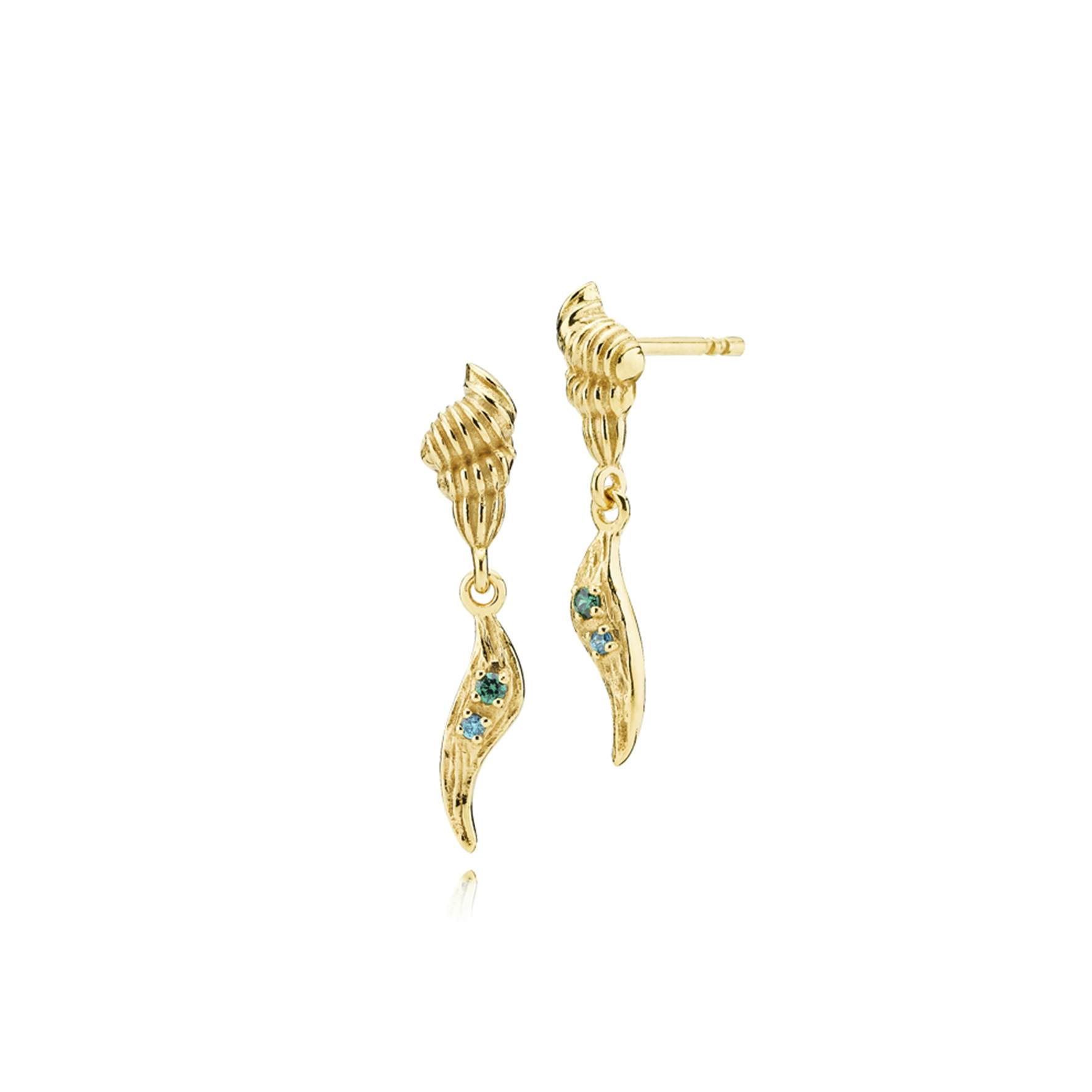 Kaia Earrings Green Onyx and Blue Topas von Sistie in Vergoldet-Silber Sterling 925