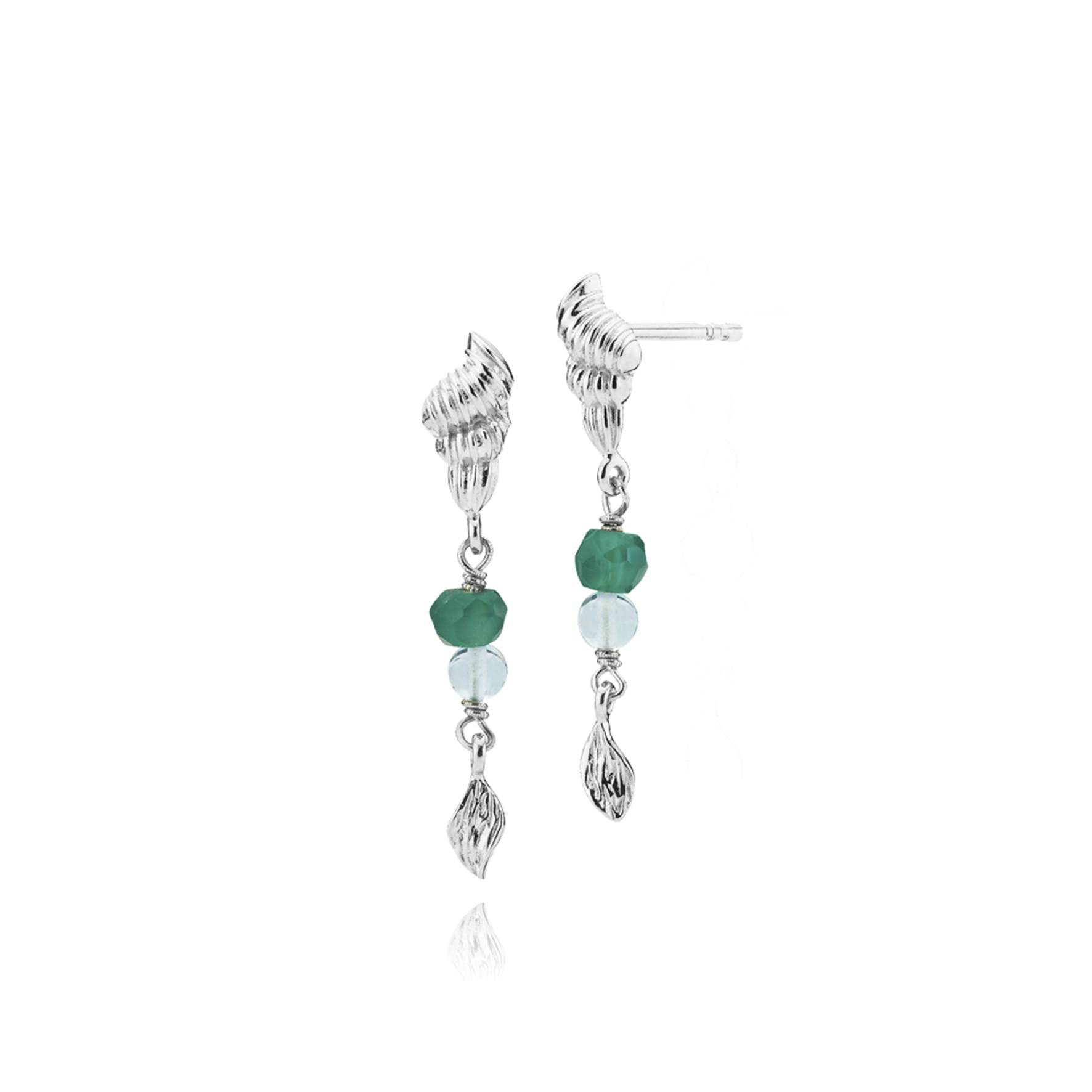 Kaia Earrings Green Onyx and Aqua Crystal von Sistie in Silber Sterling 925