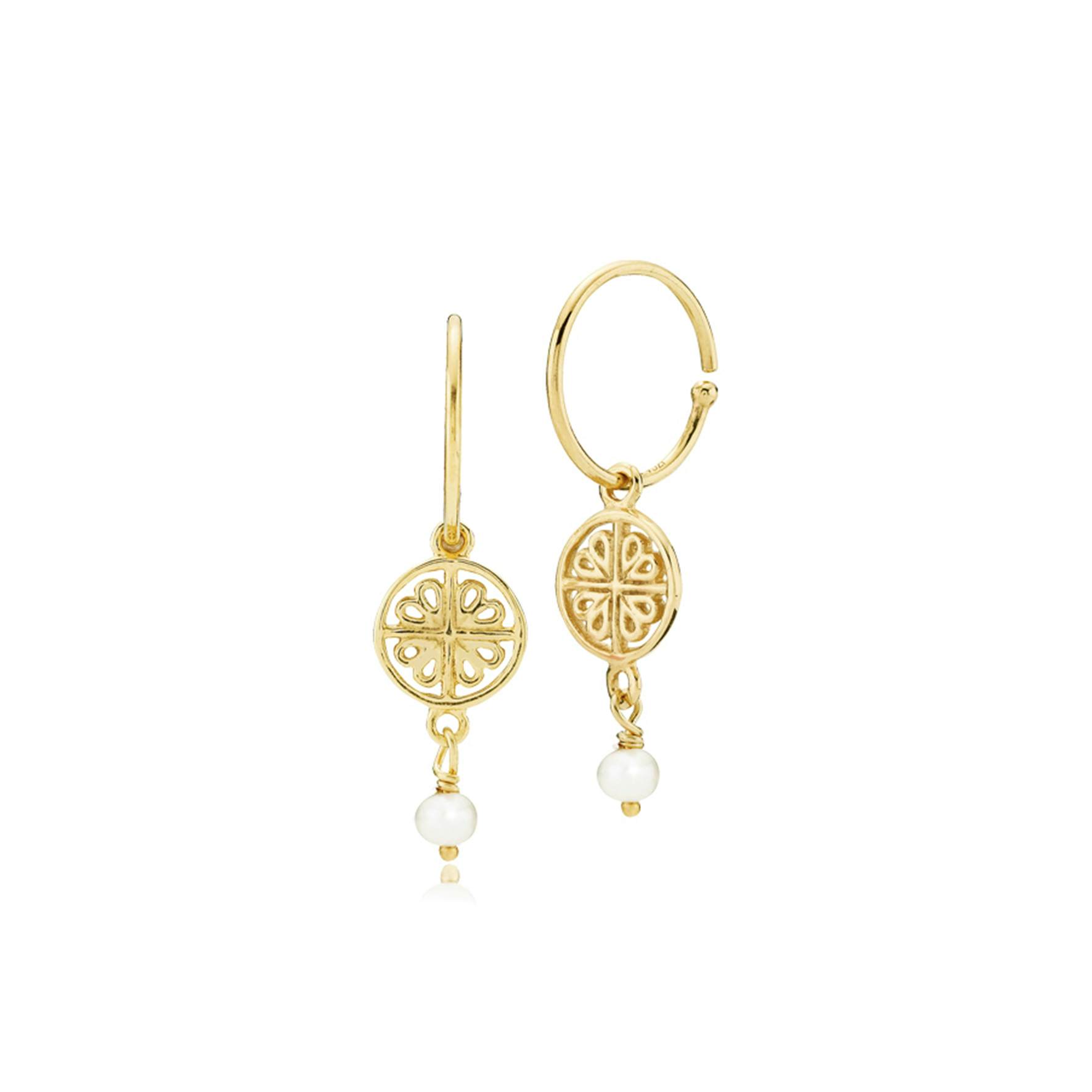 Balance Creol Earrings With Pearl from Sistie in Goldplated-Silver Sterling 925|Freshwater Pearl|Blank