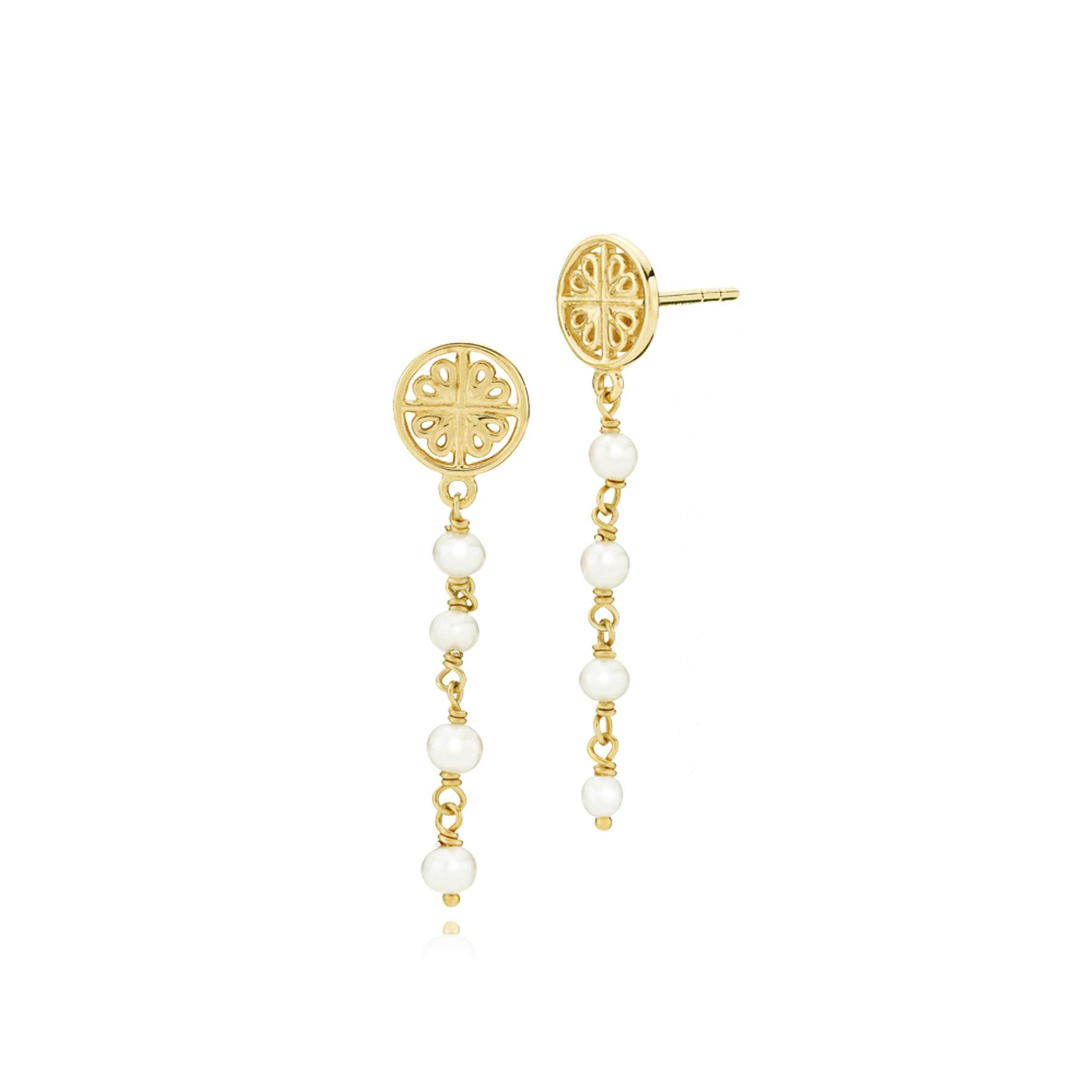 Balance Earrings With Pearl from Sistie in Goldplated-Silver Sterling 925|Freshwater Pearl|Blank