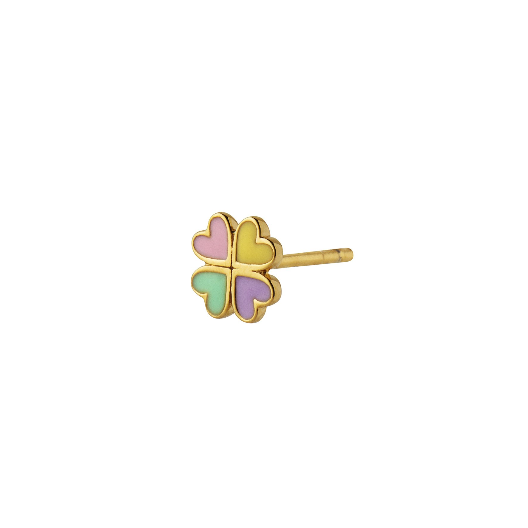 Love Heart Clover Enamel Earring fra STINE A Jewelry i Forgyldt-Sølv Sterling 925