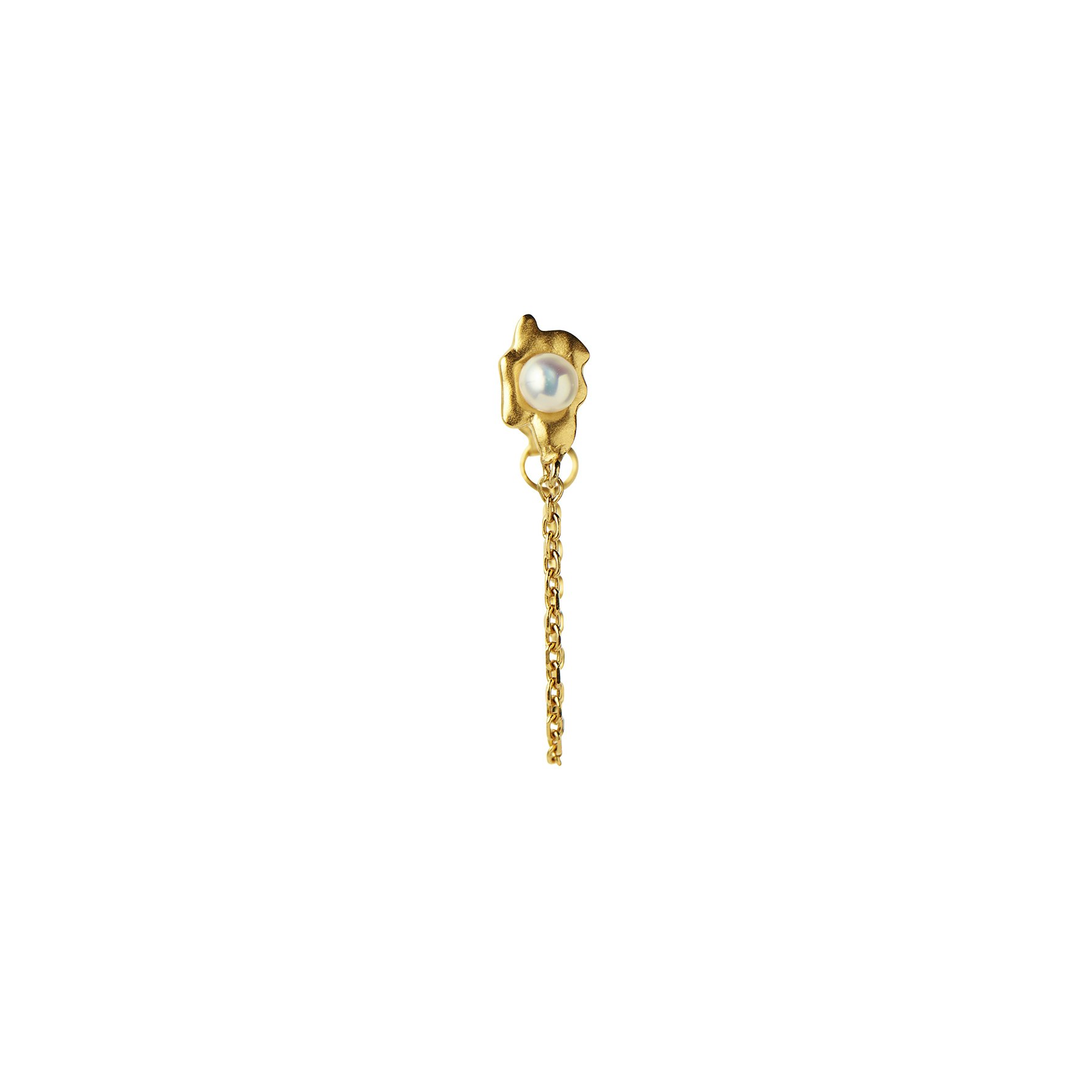 Shelly Pearl Earring With Chain fra STINE A Jewelry i Forgyldt-Sølv Sterling 925
