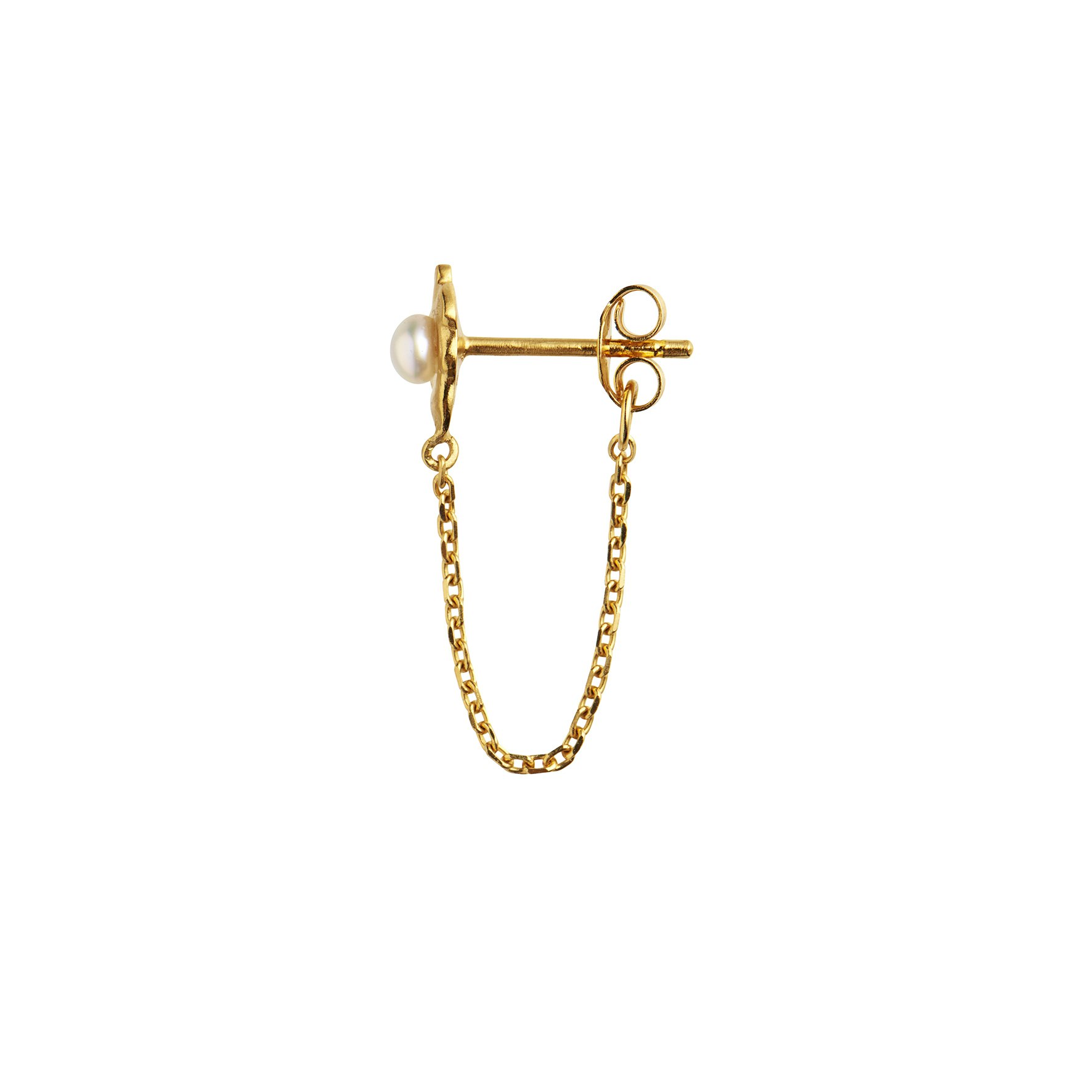 Shelly Pearl Earring With Chain fra STINE A Jewelry i Forgyldt-Sølv Sterling 925