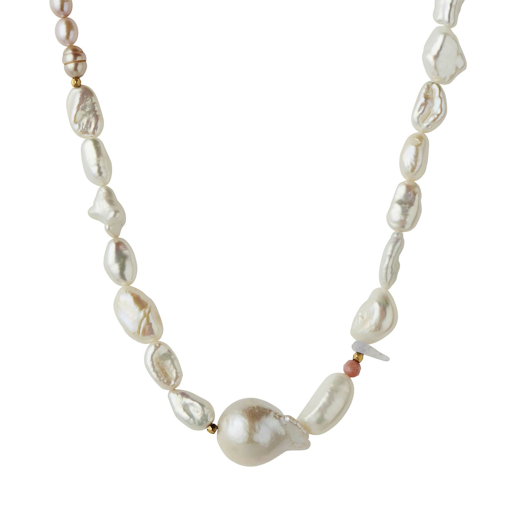 Chunky Glamour Pearl Necklace - White & Rose from STINE A Jewelry in Goldplated-Silver Sterling 925