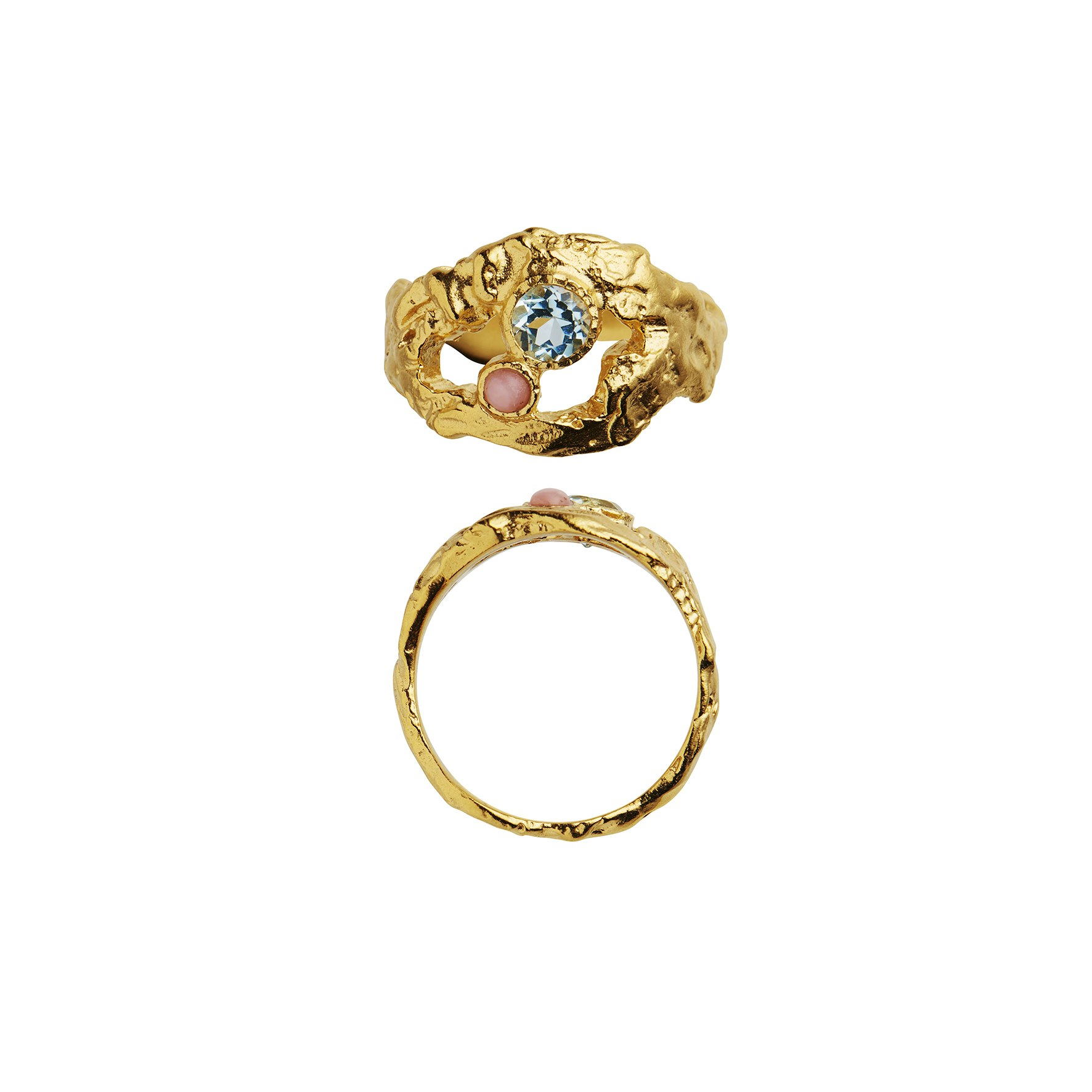 My Love Rock Ring With Blue Topas/Pink Opal z STINE A Jewelry v Pozlacené stříbro sterling 925