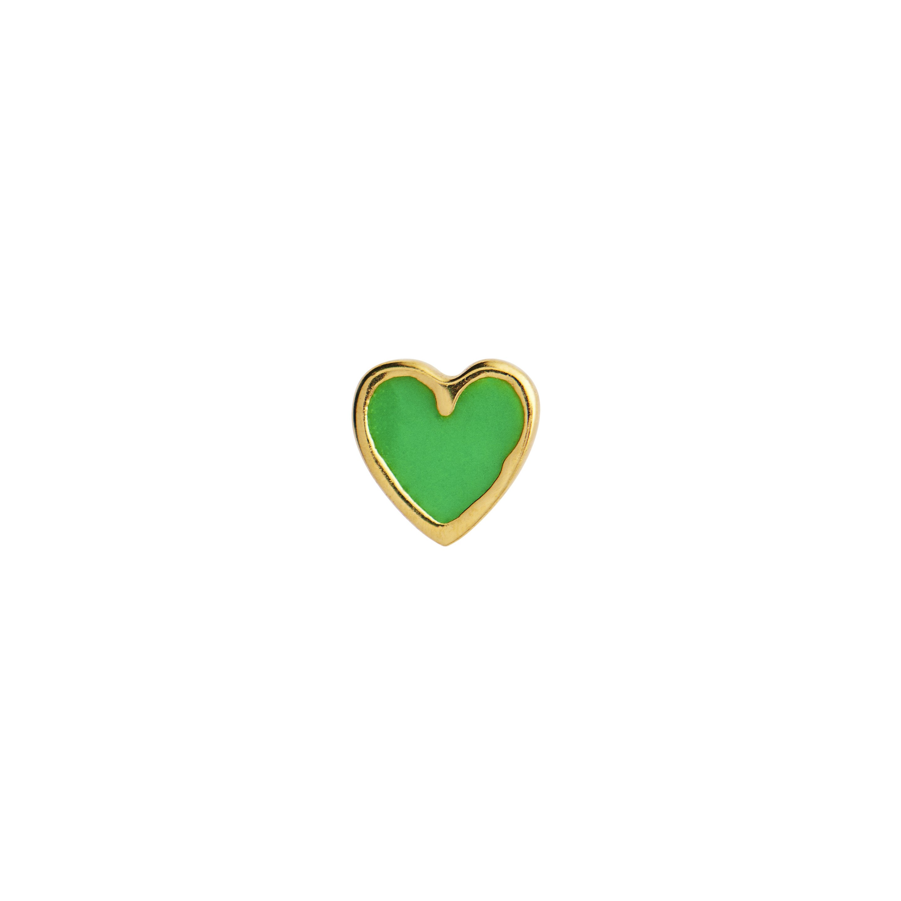 Petit Love Heart Grass Green Enamel Earring fra STINE A Jewelry i Forgyldt-Sølv Sterling 925