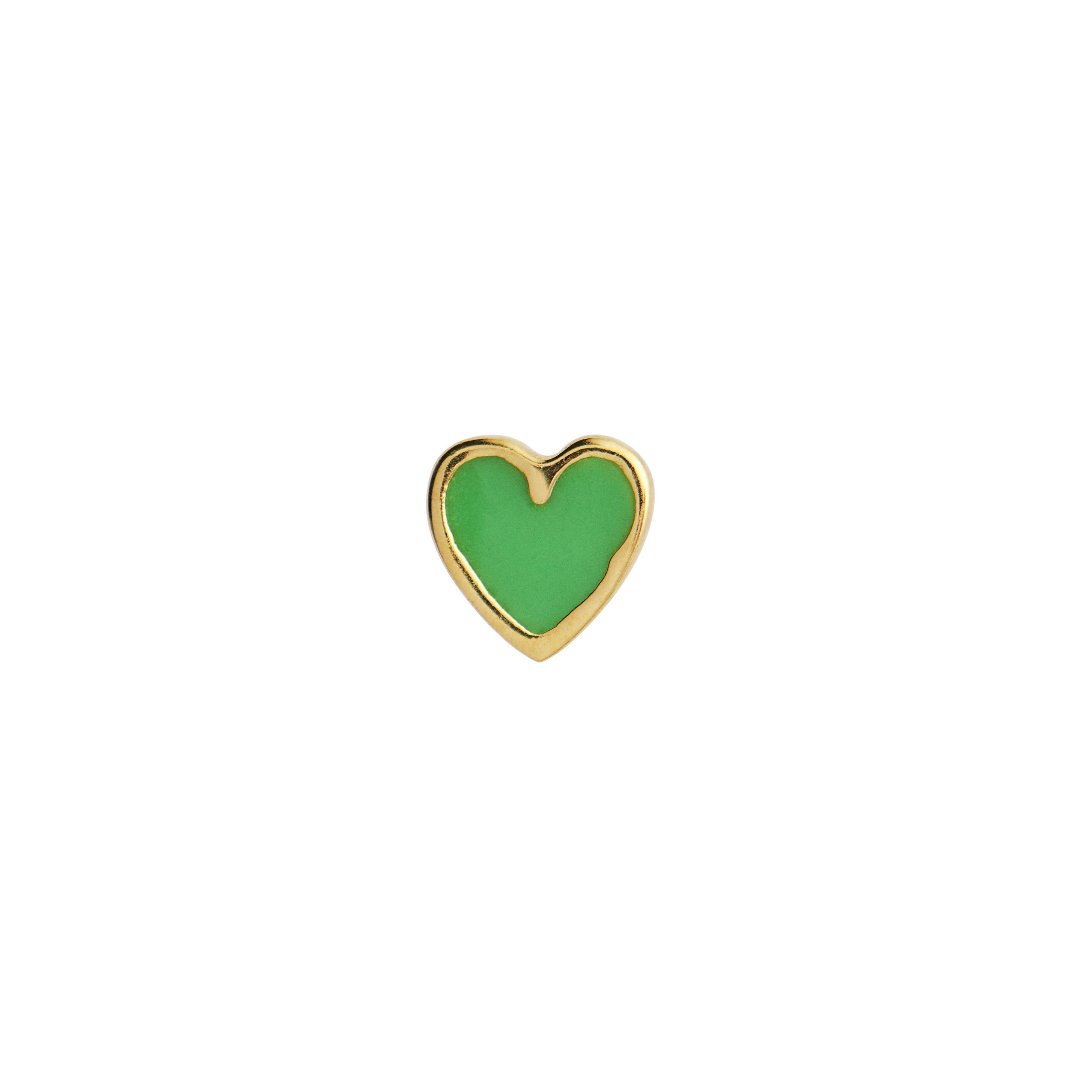 Petit Love Heart Grass Green Enamel Earring fra STINE A Jewelry i Forgylt-Sølv Sterling 925