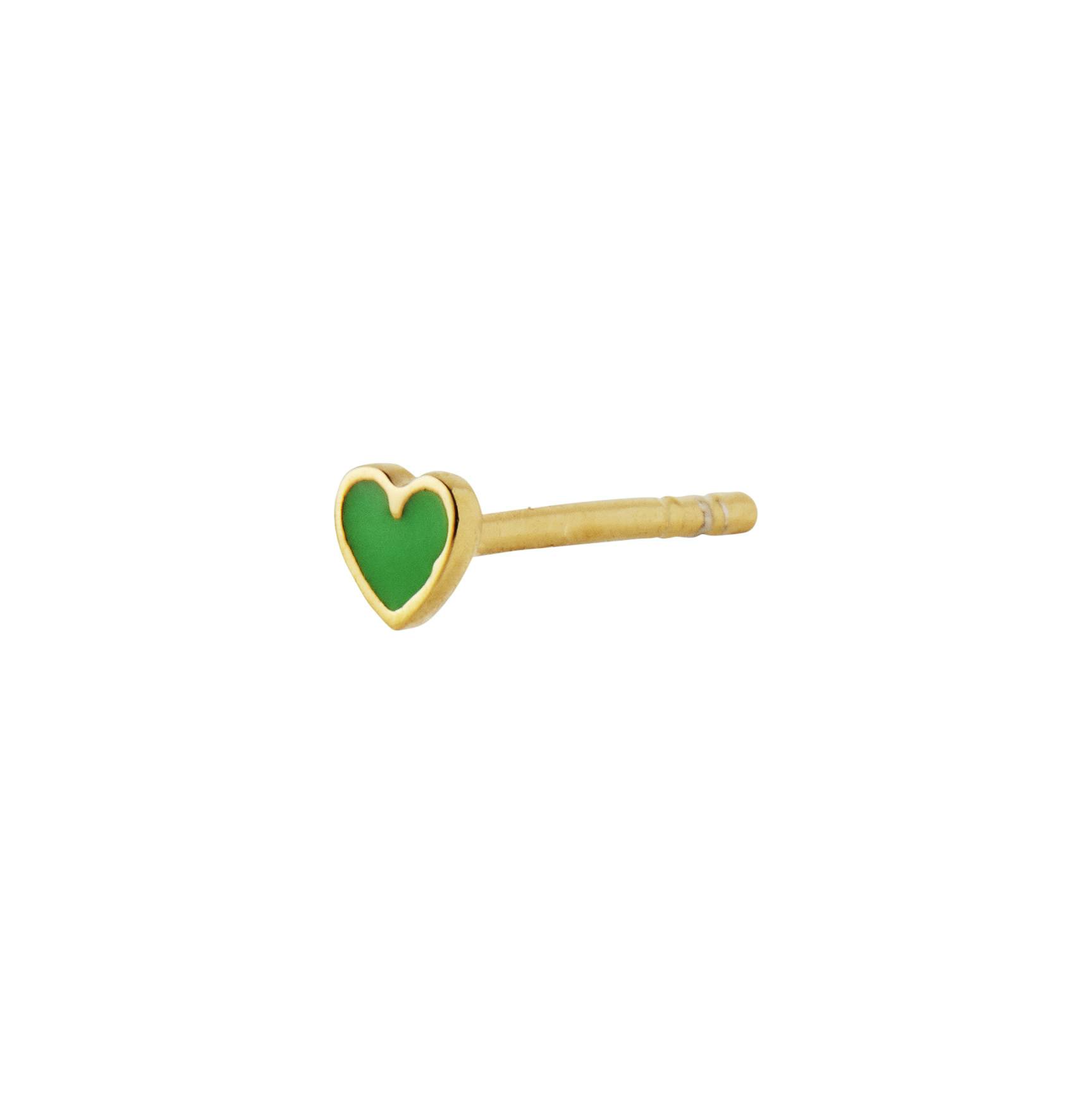 Petit Love Heart Grass Green Enamel Earring fra STINE A Jewelry i Forgylt-Sølv Sterling 925