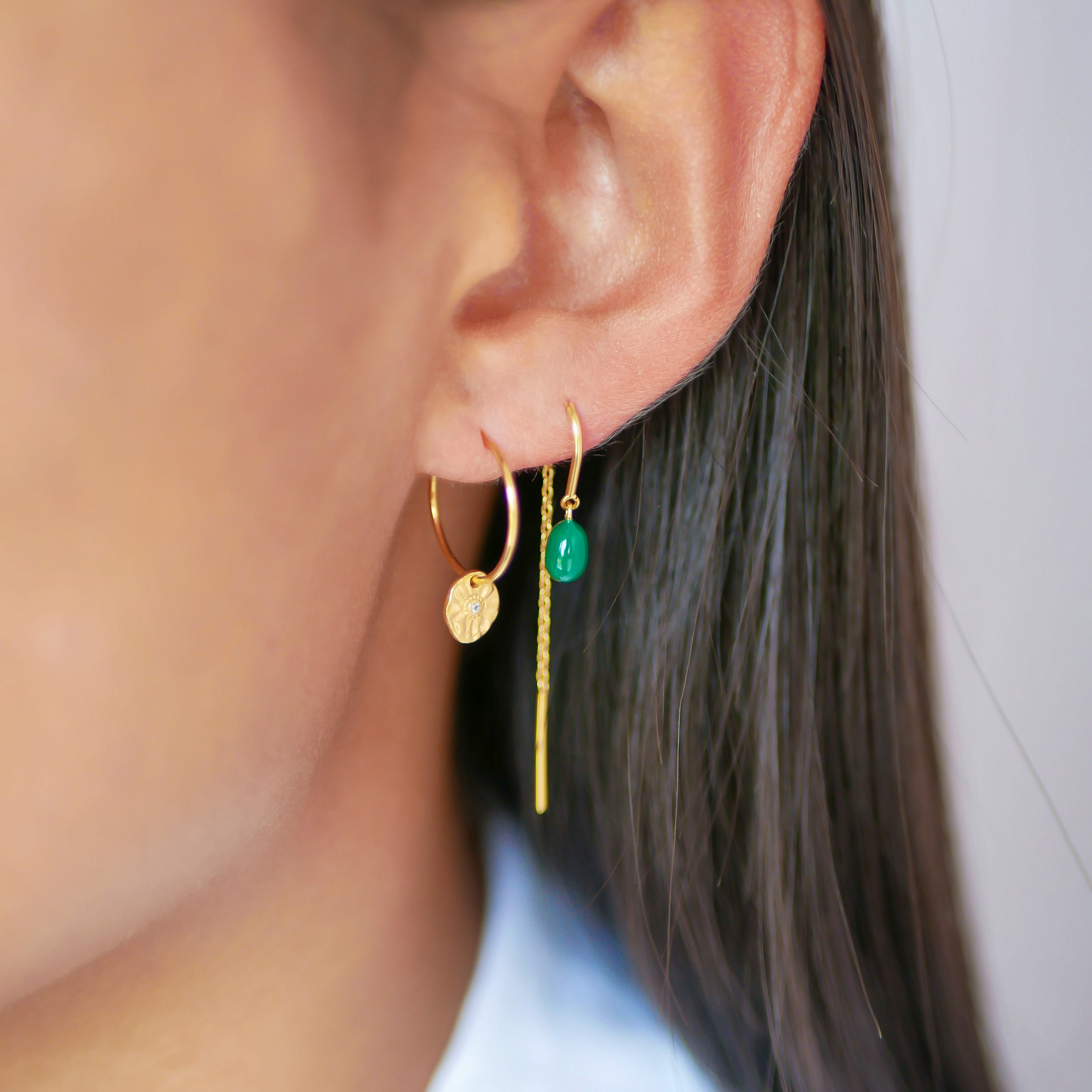 Eleanor Earrings Petrol Green van Enamel Copenhagen in Verguld-Zilver Sterling 925