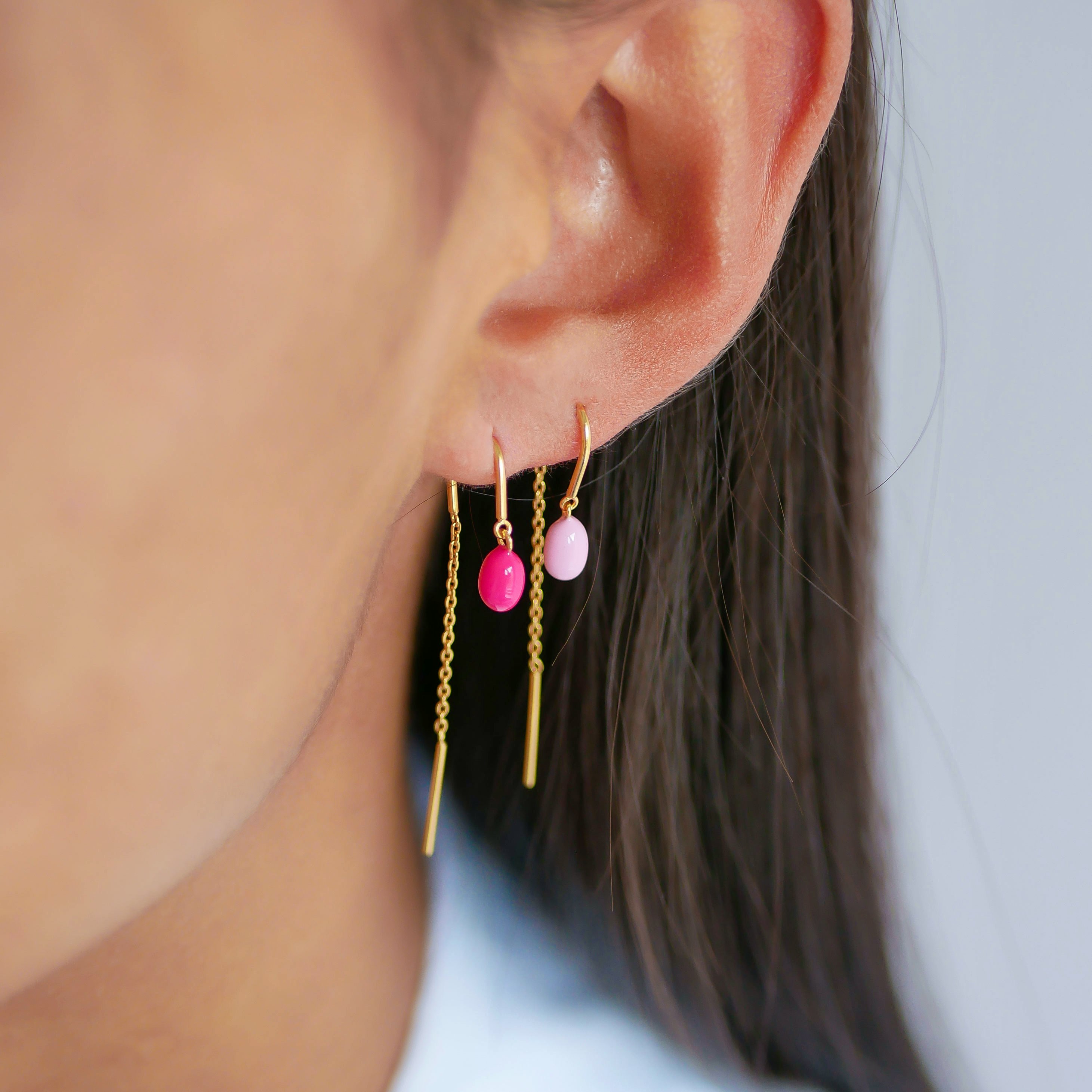 Eleanor Earrings Light Pink von Enamel Copenhagen in Vergoldet-Silber Sterling 925