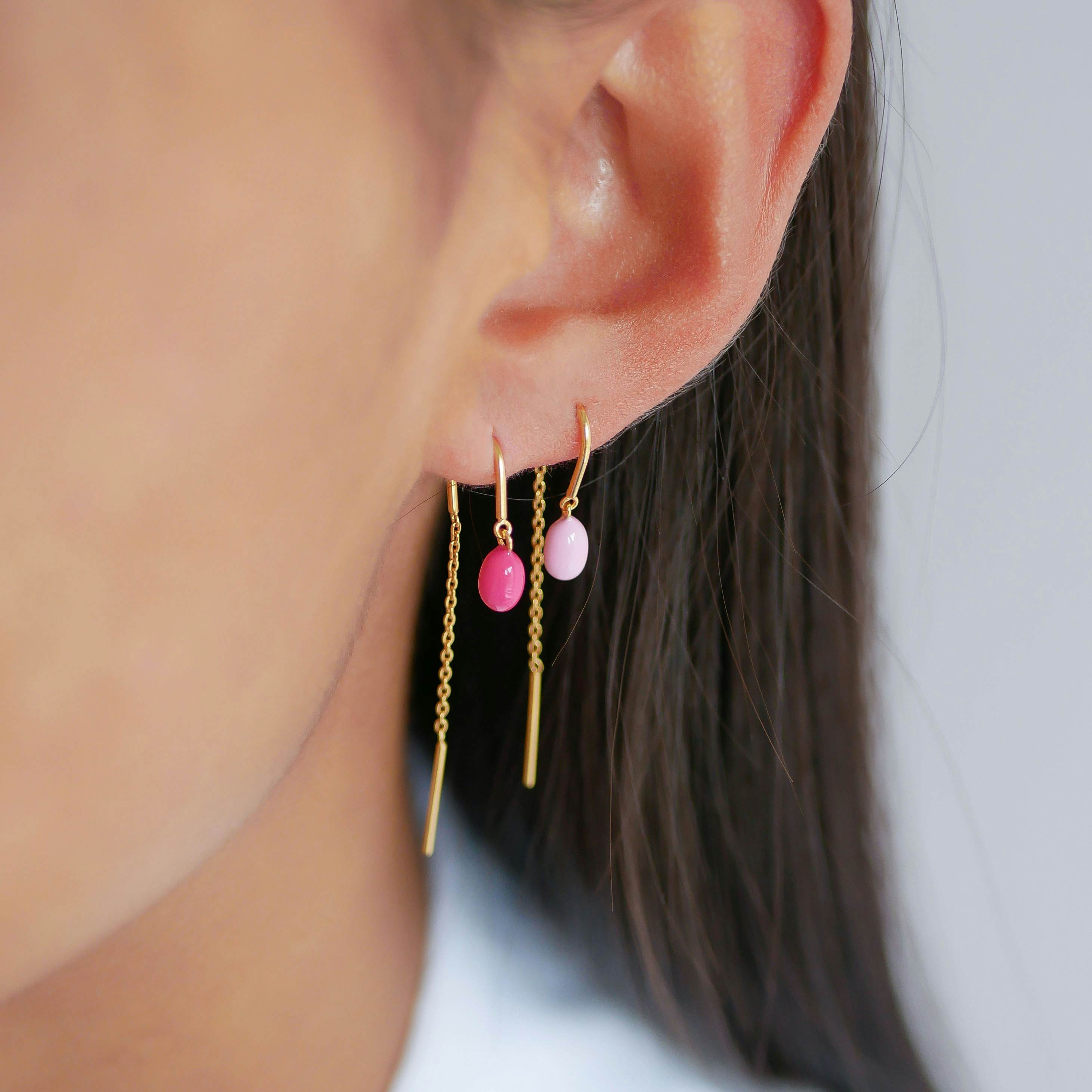 Eleanor Earrings Light Pink von Enamel Copenhagen in Vergoldet-Silber Sterling 925