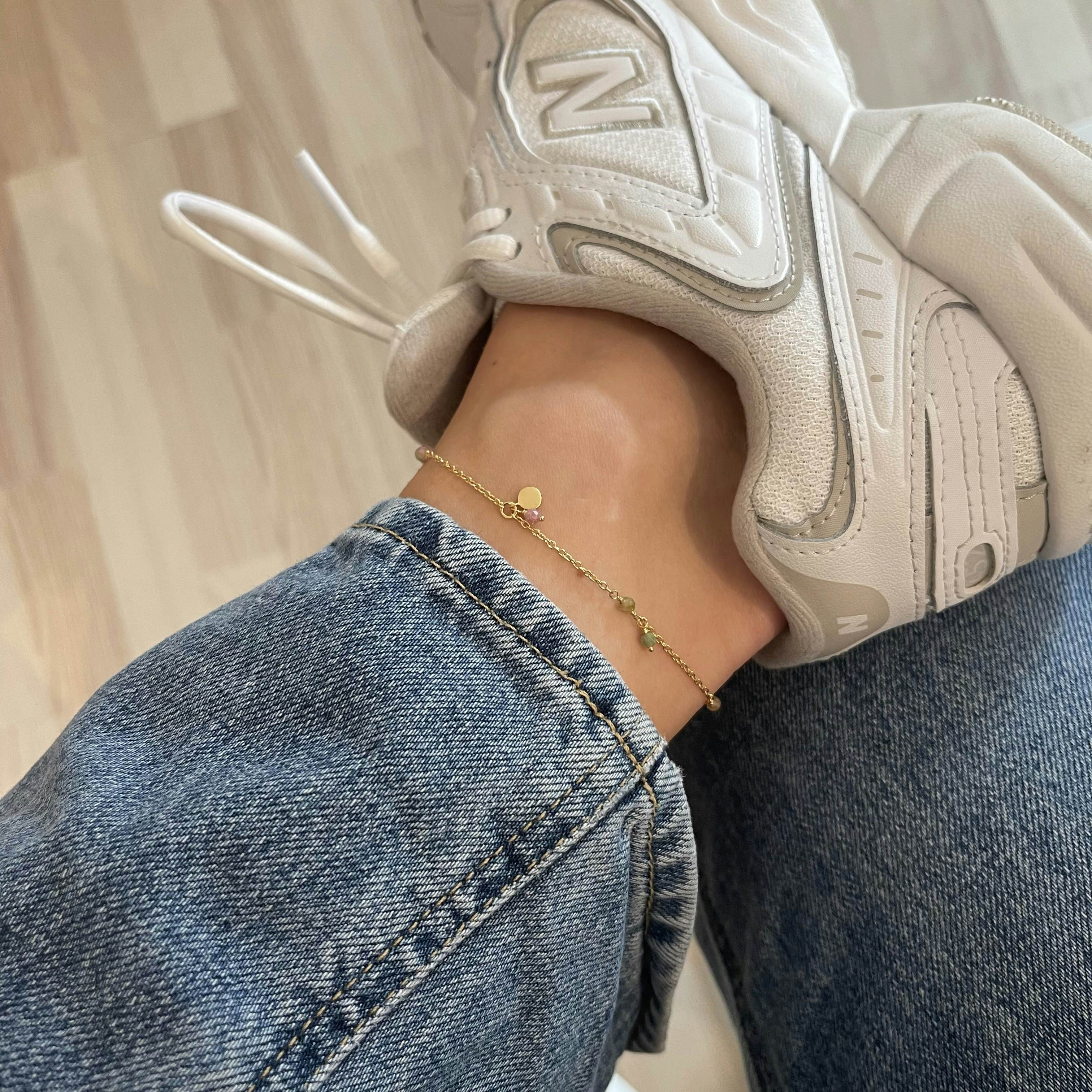 Afterglow Pastel Anklet from Pernille Corydon in Goldplated-Silver Sterling 925| Matt,Blank