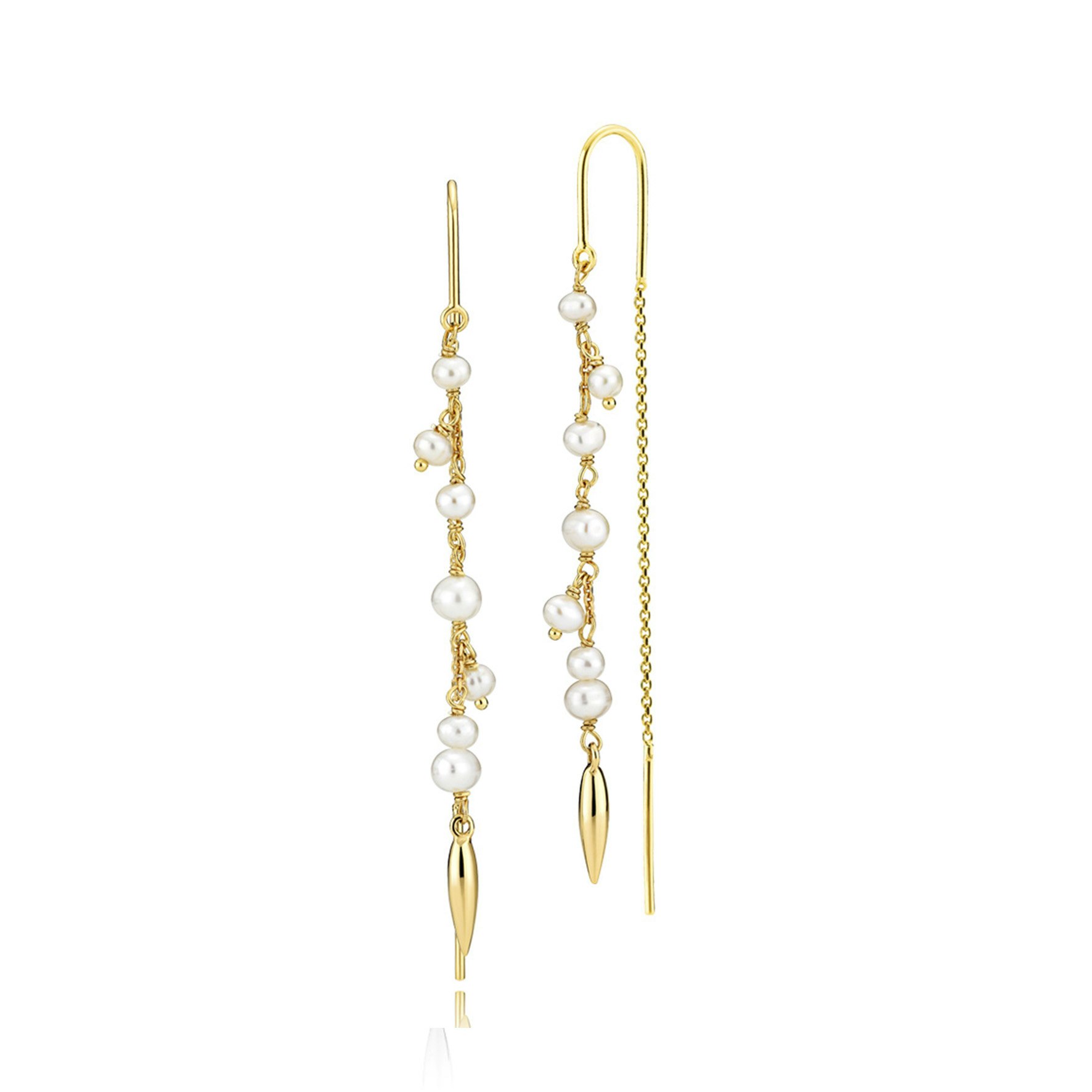Majesty Long Earrings With Pearls fra Izabel Camille i Forgyldt-Sølv Sterling 925