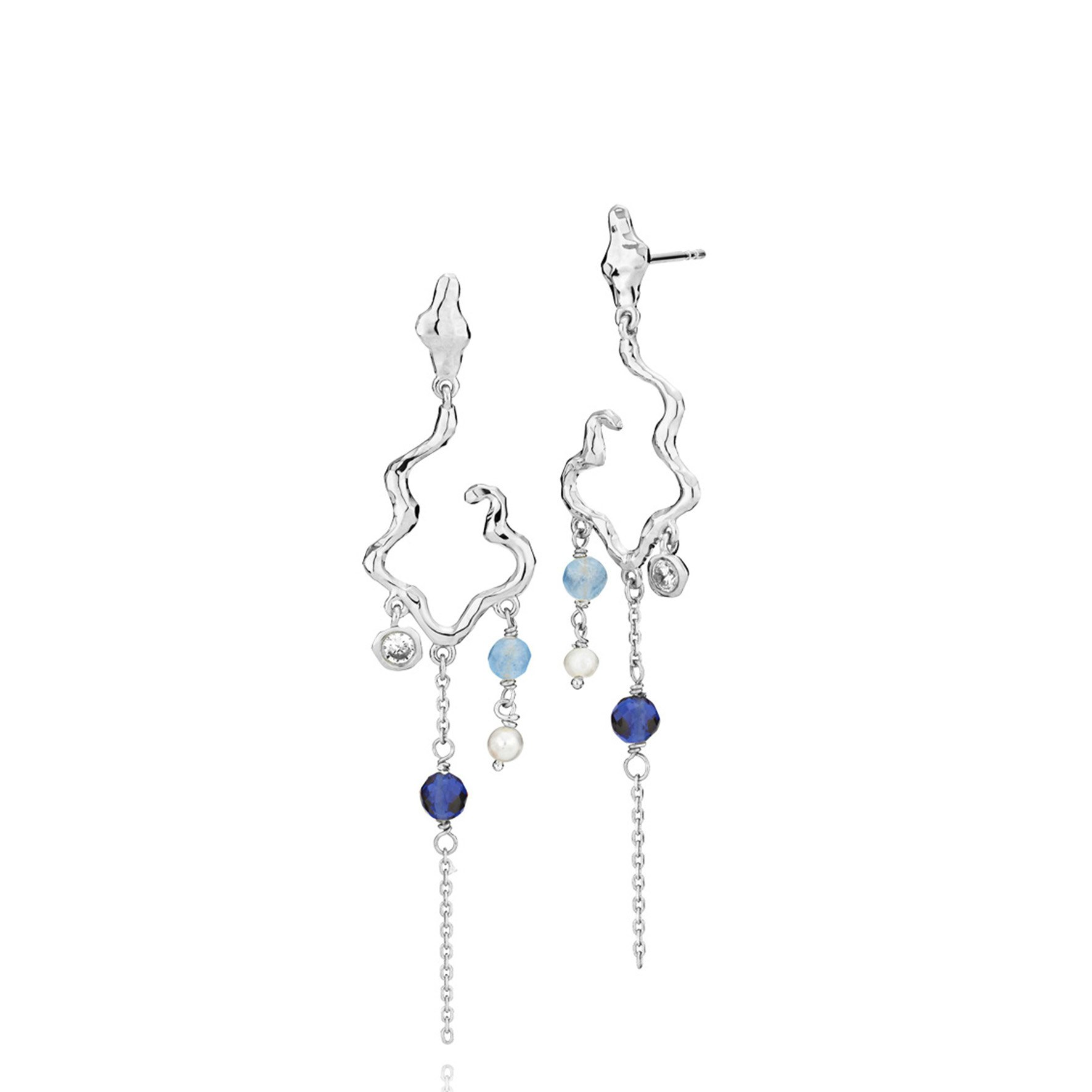 Louisa Long Earrings Blue fra Izabel Camille i Sølv Sterling 925