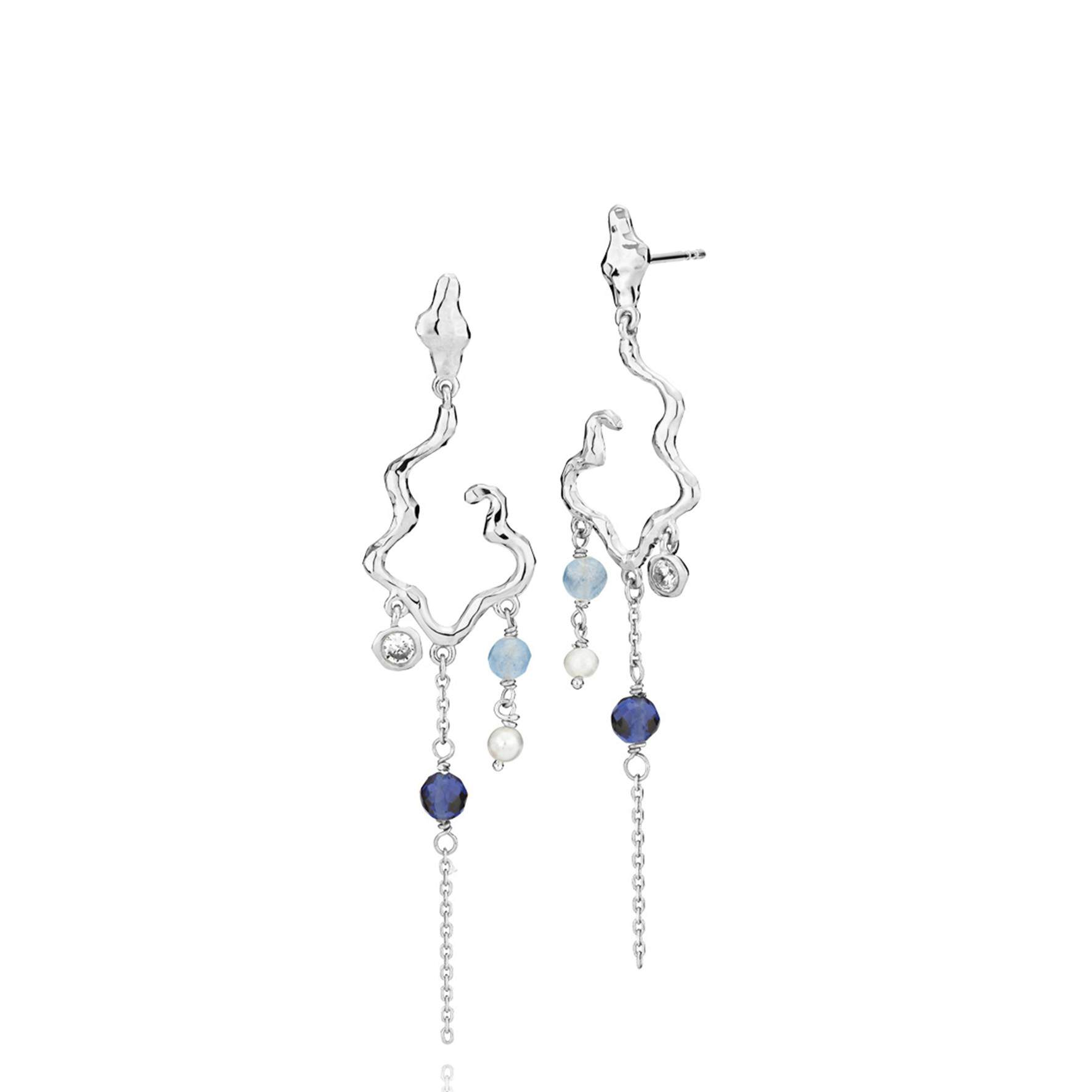 Louisa Long Earrings Blue fra Izabel Camille i Sølv Sterling 925|Blank