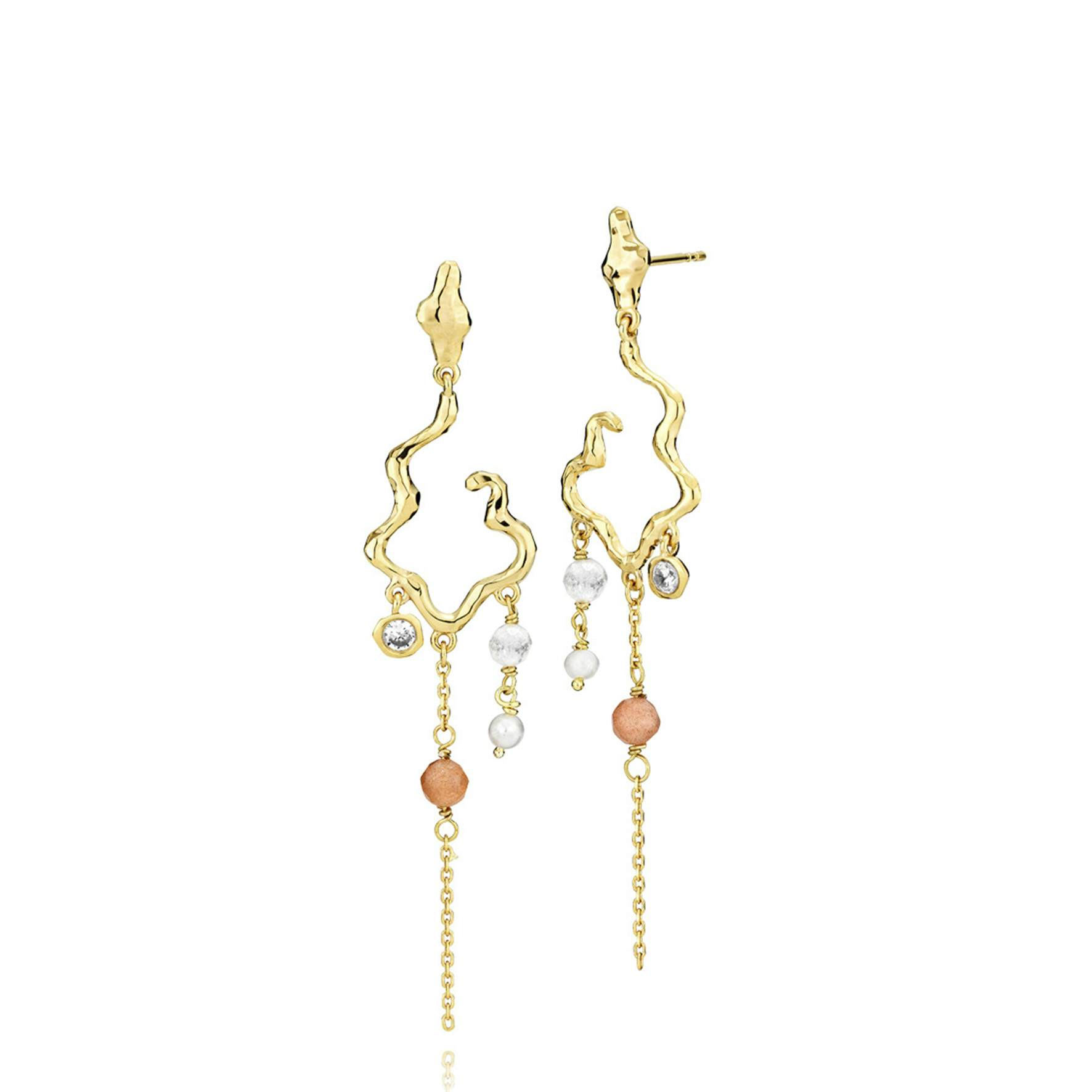 Louisa Long Earrings Pink fra Izabel Camille i Forgyldt-Sølv Sterling 925|Blank