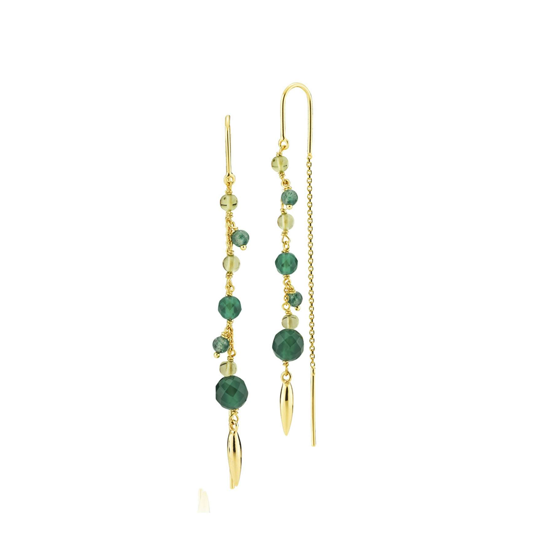 Majesty Long Earrings Green fra Izabel Camille i Forgyldt-Sølv Sterling 925