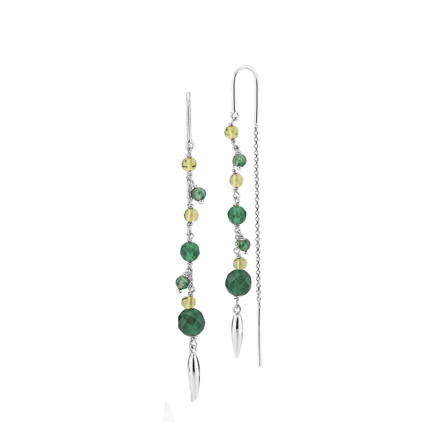 Majesty Long Earrings Green fra Izabel Camille i Sølv Sterling 925
