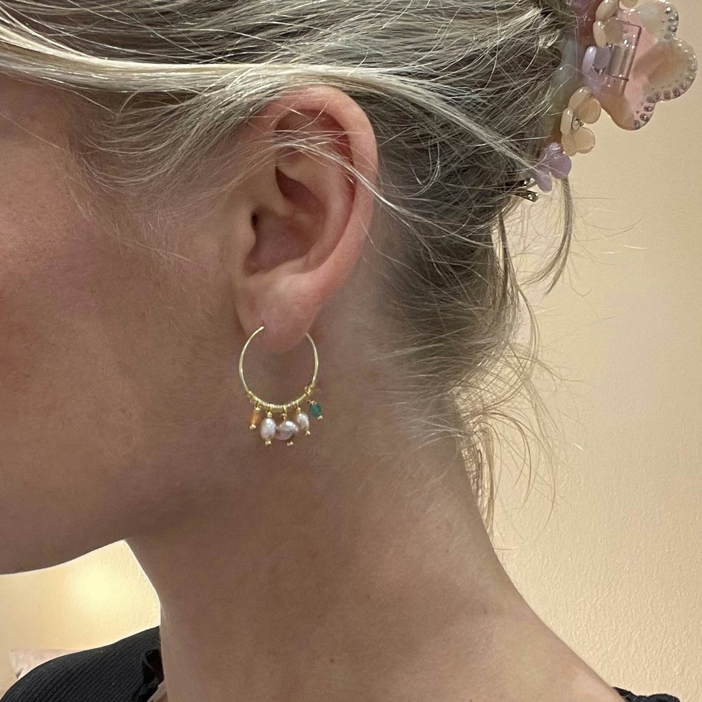 Jennifer Earring Pearl von Nuni Copenhagen in Vergoldet-Silber Sterling 925|Blank