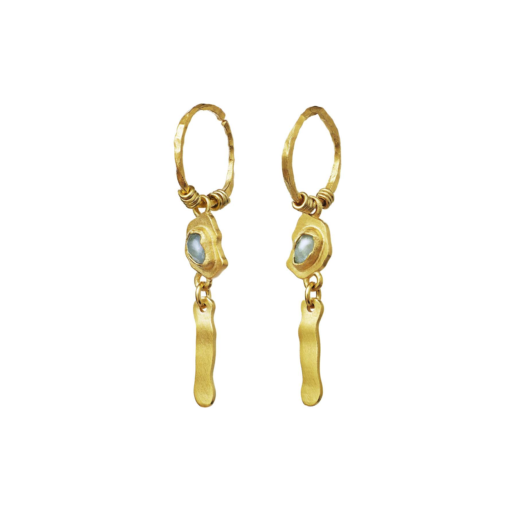 Birna Earrings von Maanesten in Vergoldet-Silber Sterling 925|Aquamarine