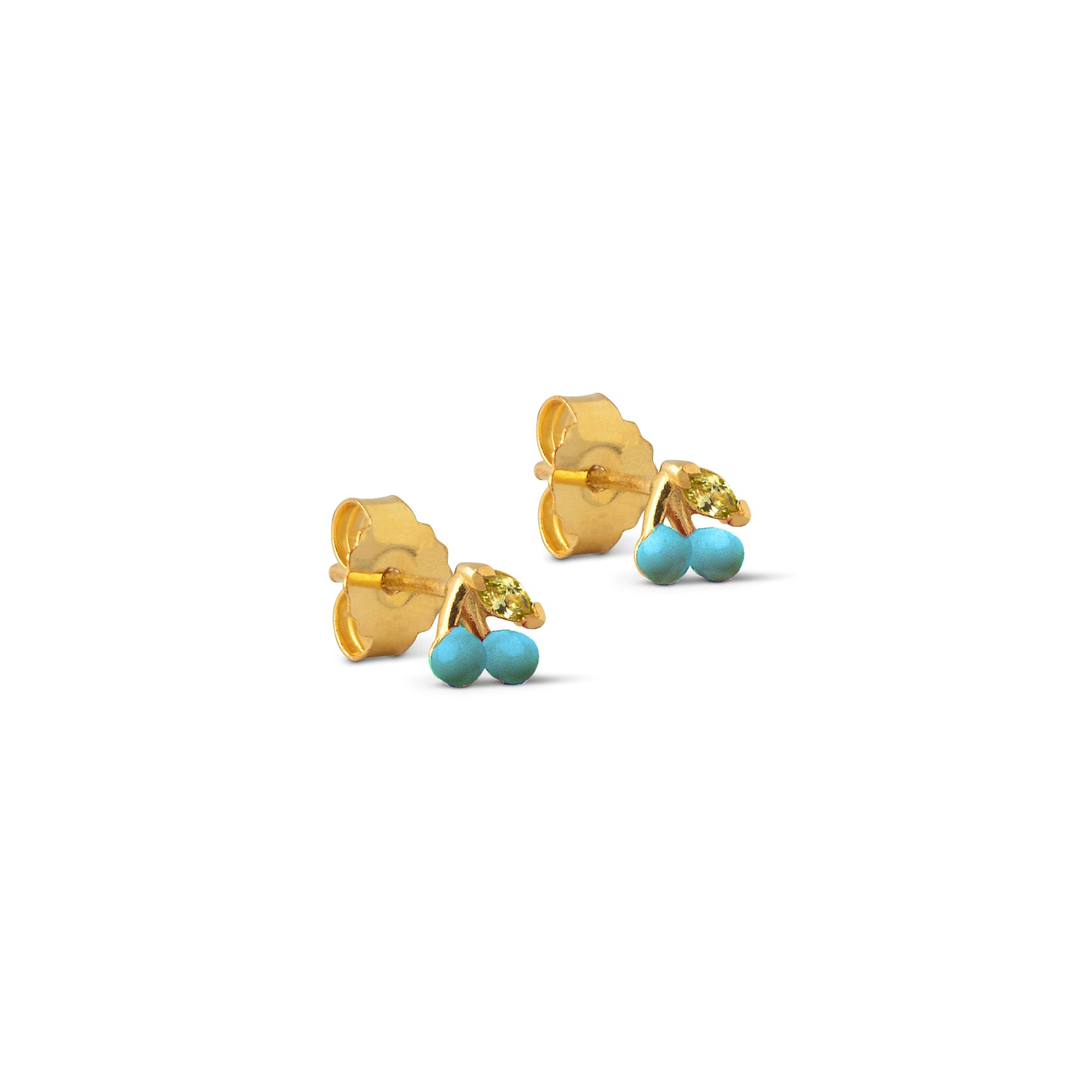 Cherry Studs Icy Blue from Enamel Copenhagen in Goldplated-Silver Sterling 925