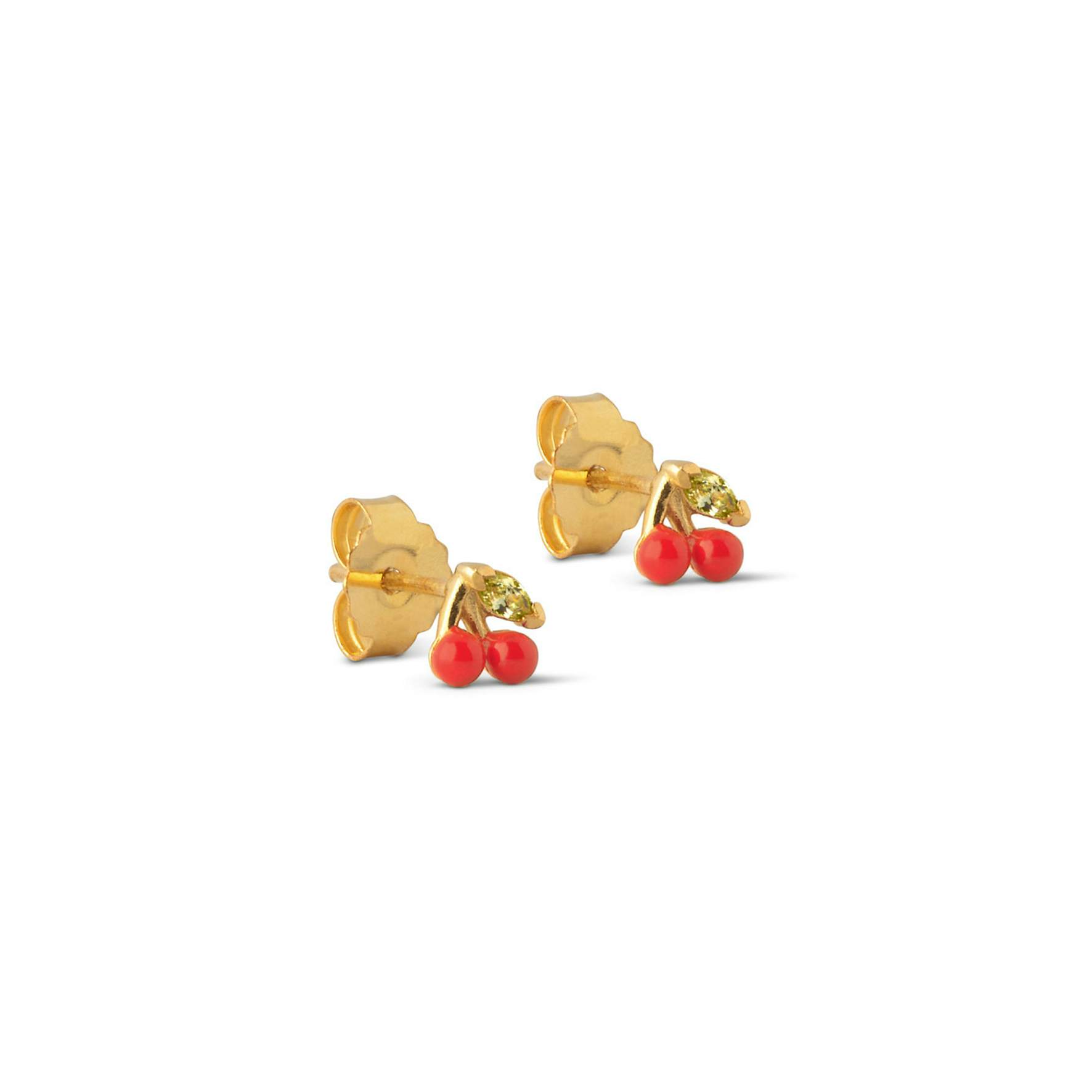Cherry Studs Coral from Enamel Copenhagen in Goldplated-Silver Sterling 925