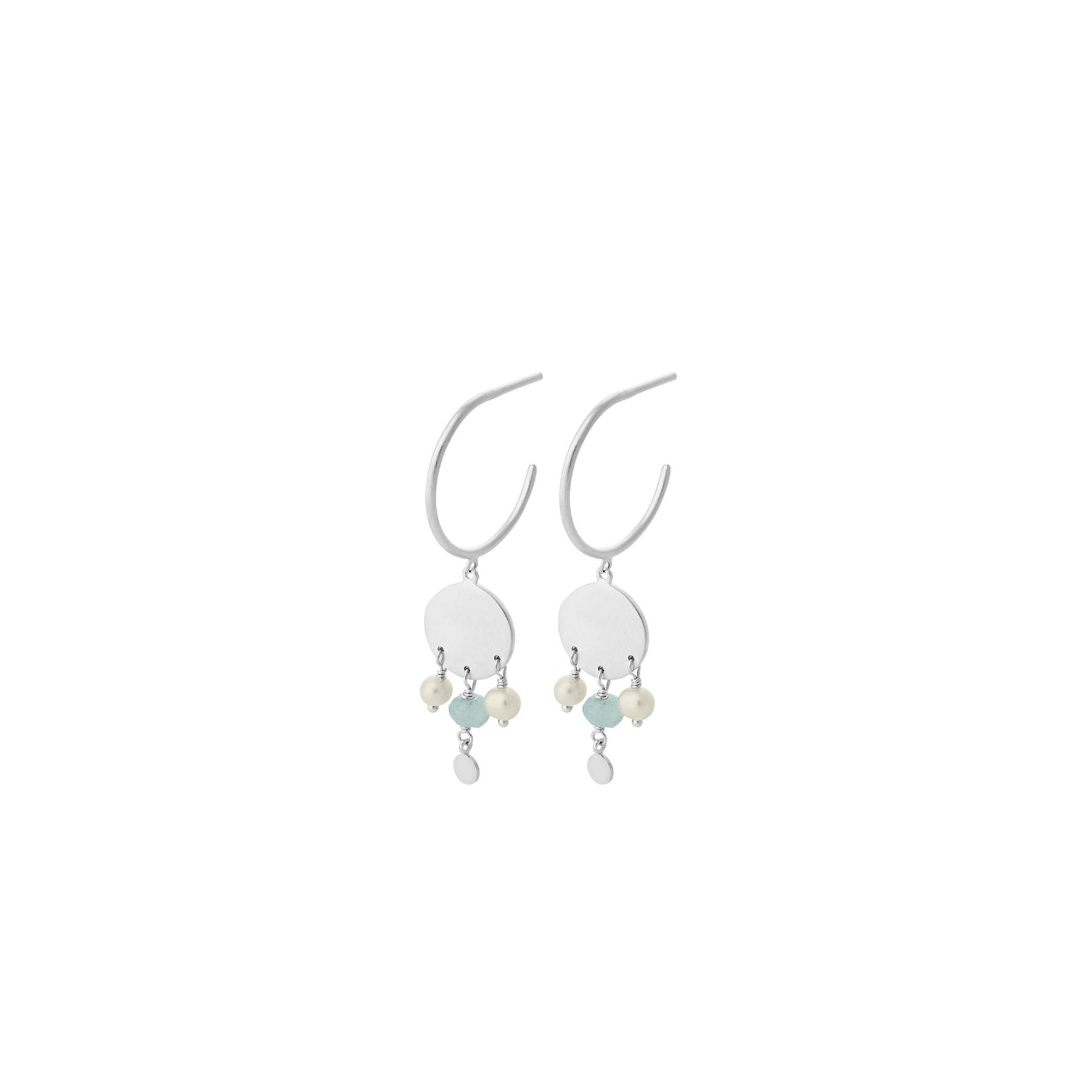Dream Catcher Hoops from Pernille Corydon in Silver Sterling 925| Aqua Blue,Freshwater Pearl